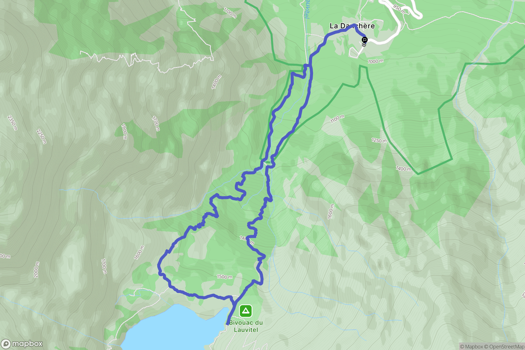 Lauvitel : carte du parcours de randonnée - France