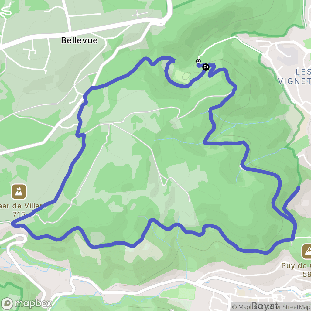 Clermont-Ferrand,Chamalières : carte du parcours de randonnée - France