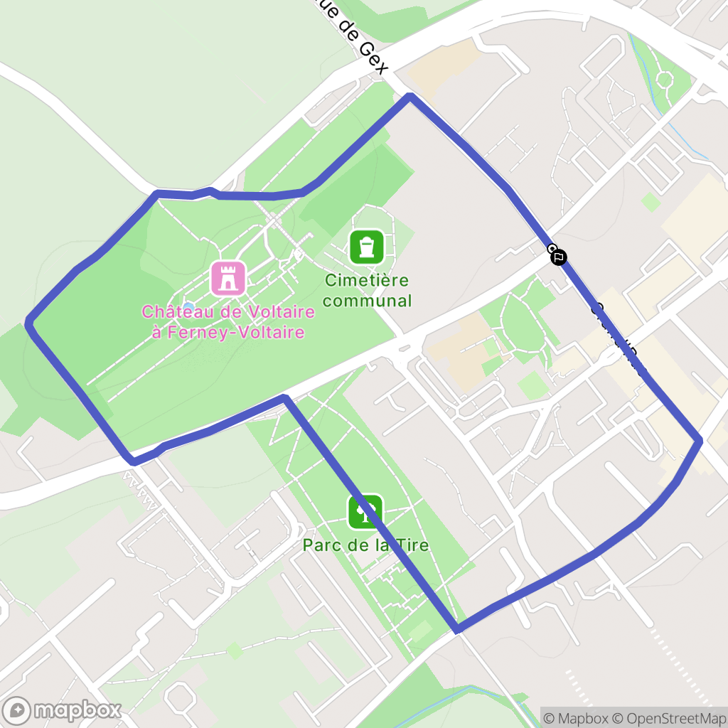 Ferney-Voltaire, Genève : carte du parcours de randonnée - France