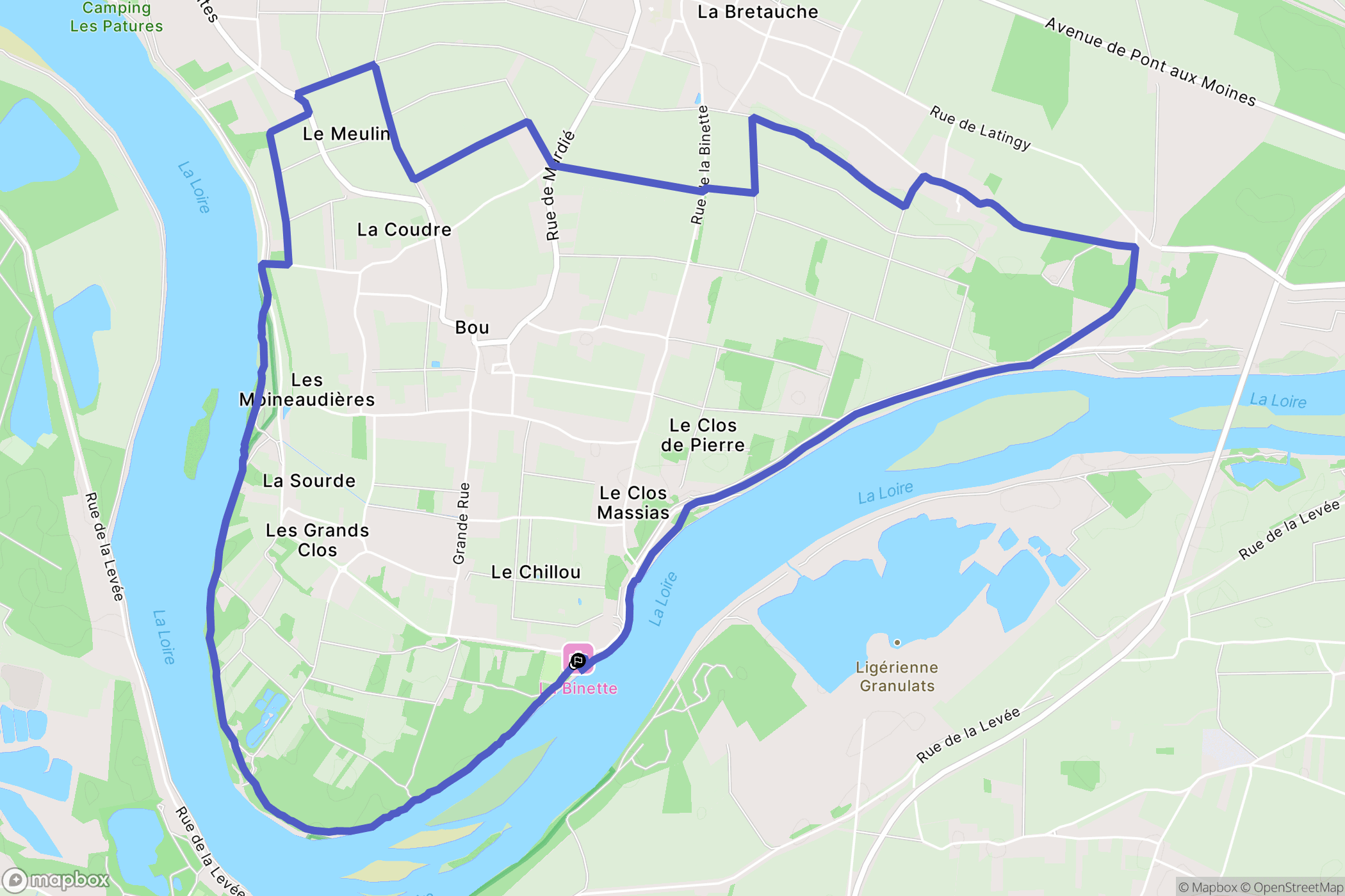 Bou,Orléans : carte du parcours de randonnée - France