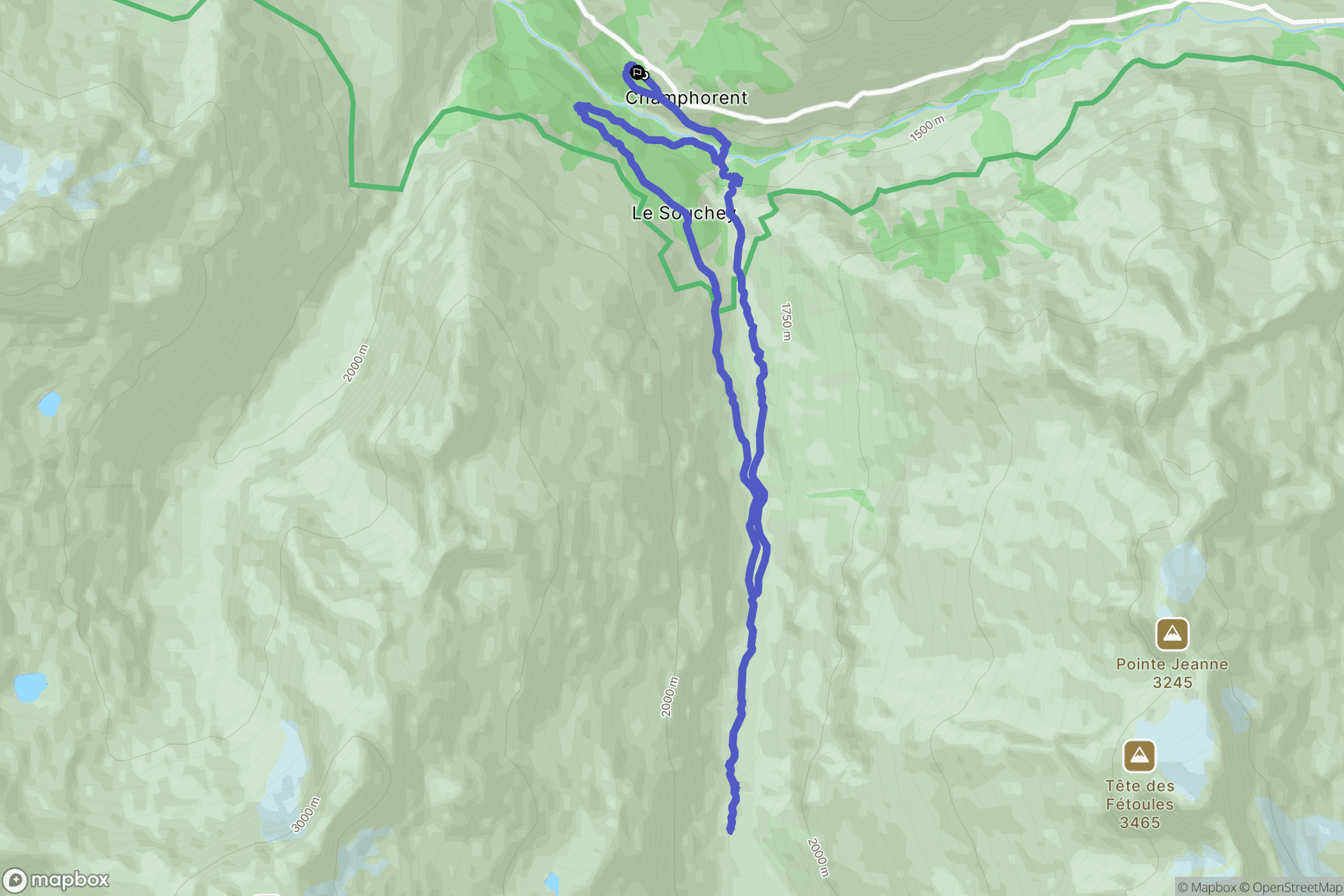 Champhorent : carte du parcours de randonnée - France
