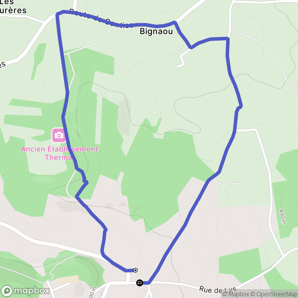 Ganties : carte du parcours de randonnée - France