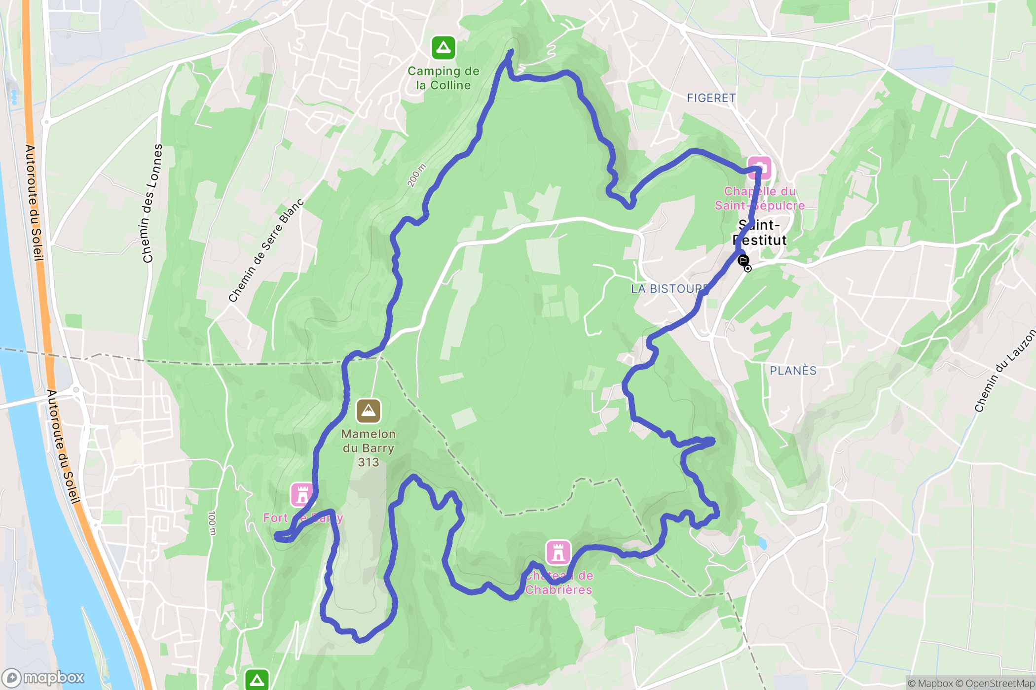 Saint-Paul-Trois-Châteaux : carte du parcours de randonnée - France