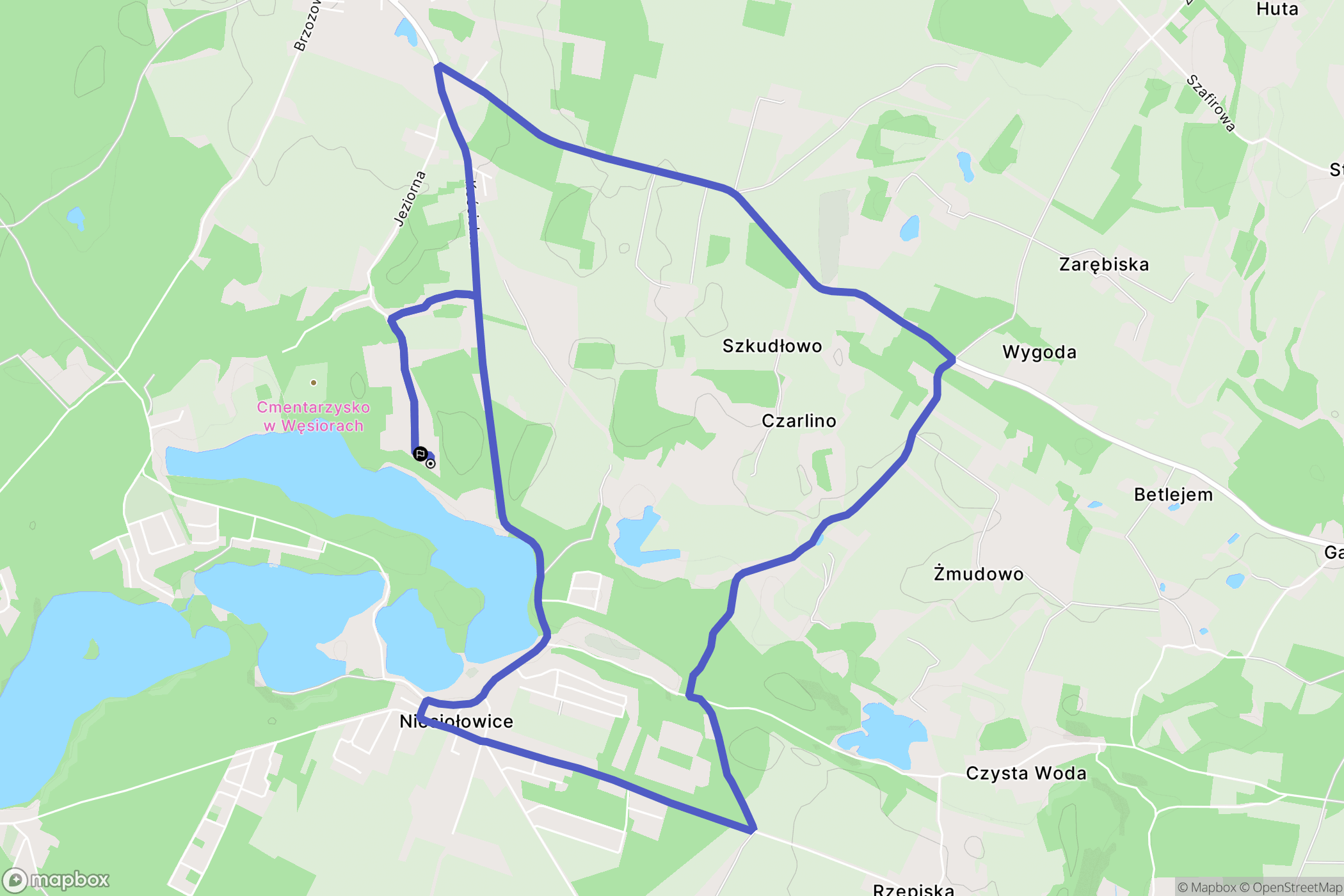Węsiory: mapa trasy - Poland