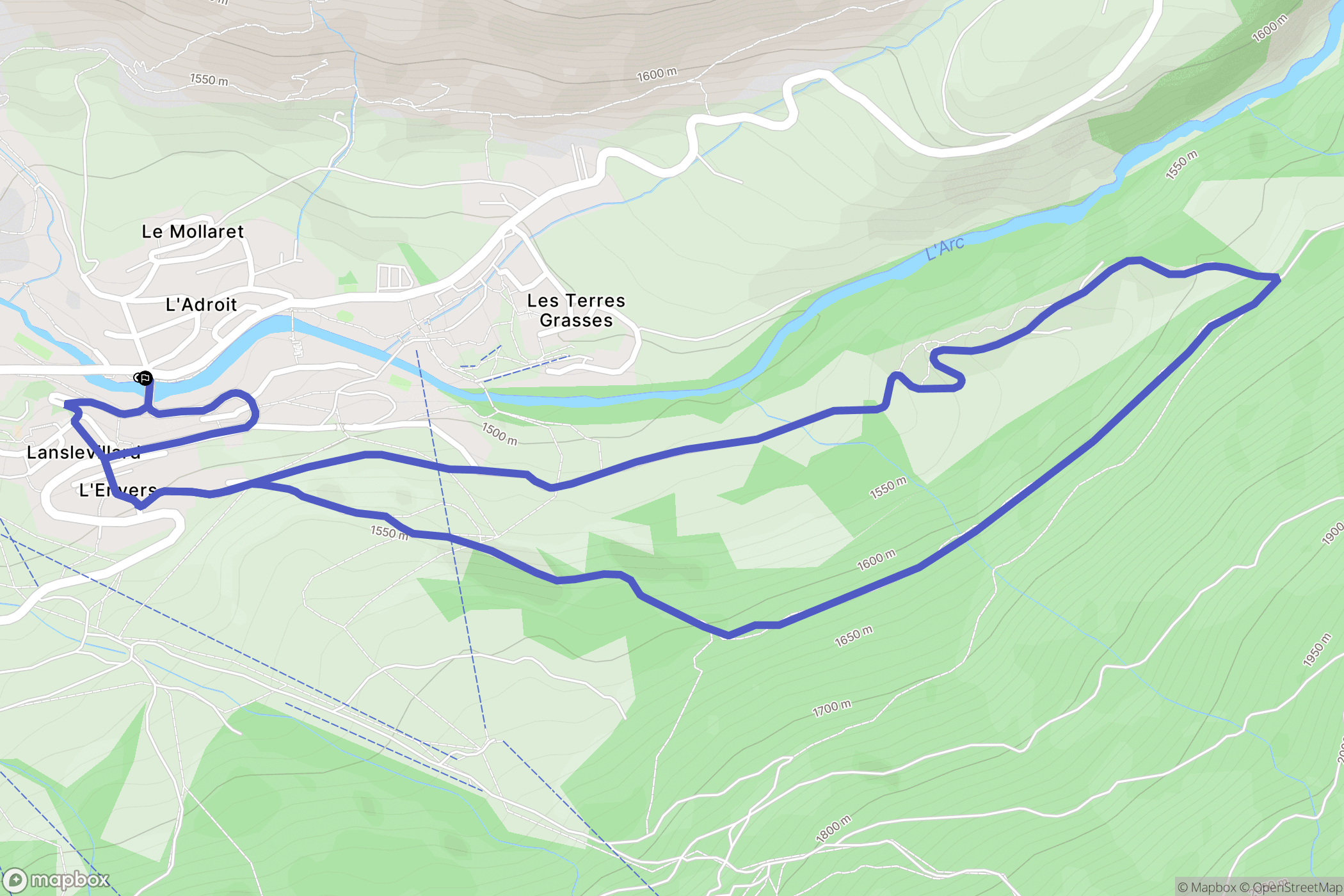Lanslevillard : carte du parcours de randonnée - France