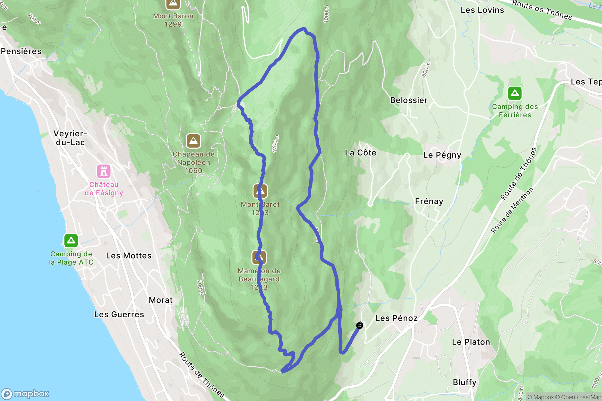 Veyrier du Lac : carte du parcours de randonnée - France