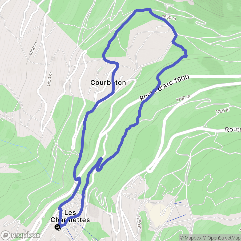 Les Arcs : carte du parcours de randonnée - France