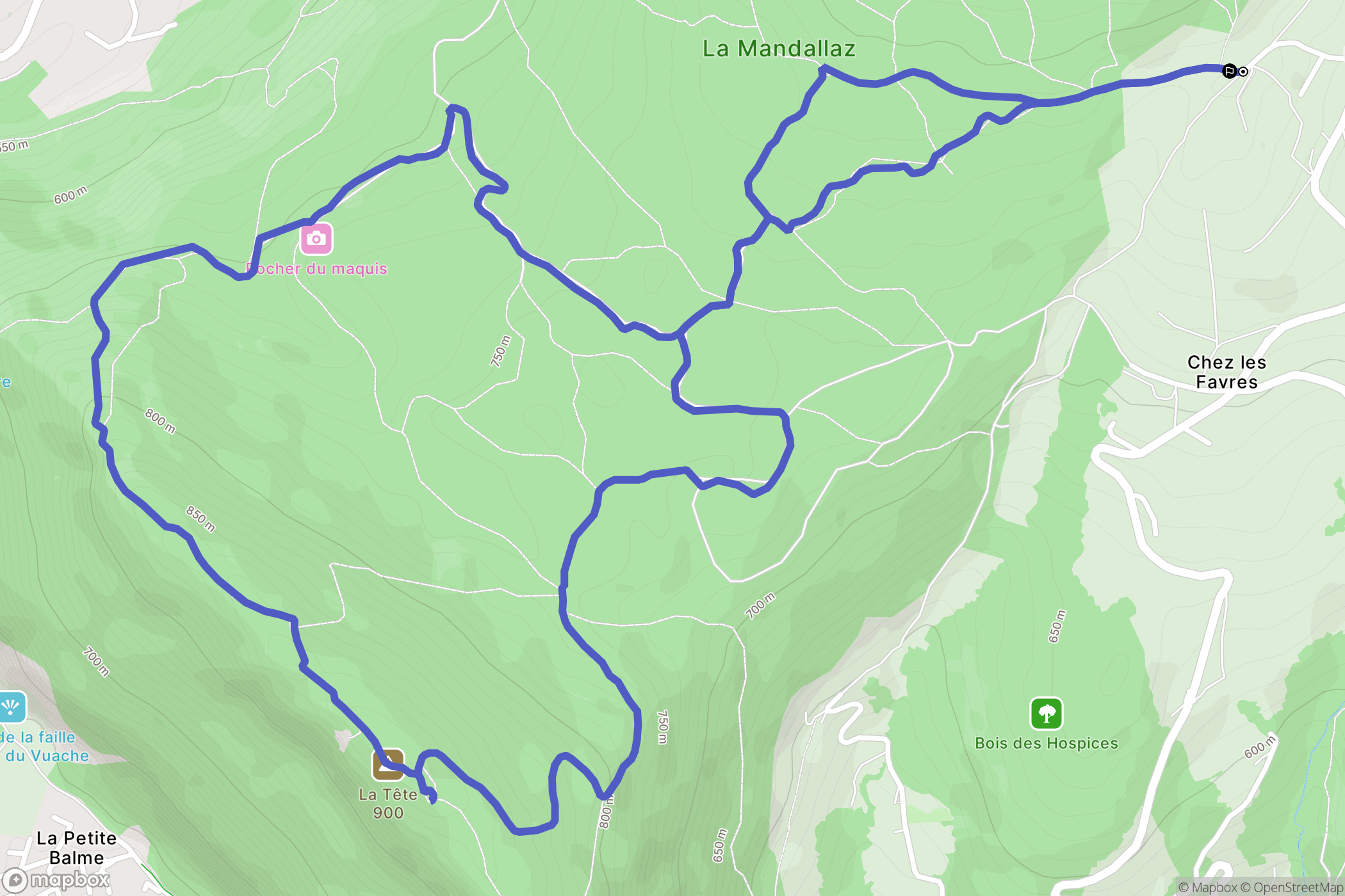 Epagny : carte du parcours de randonnée - France