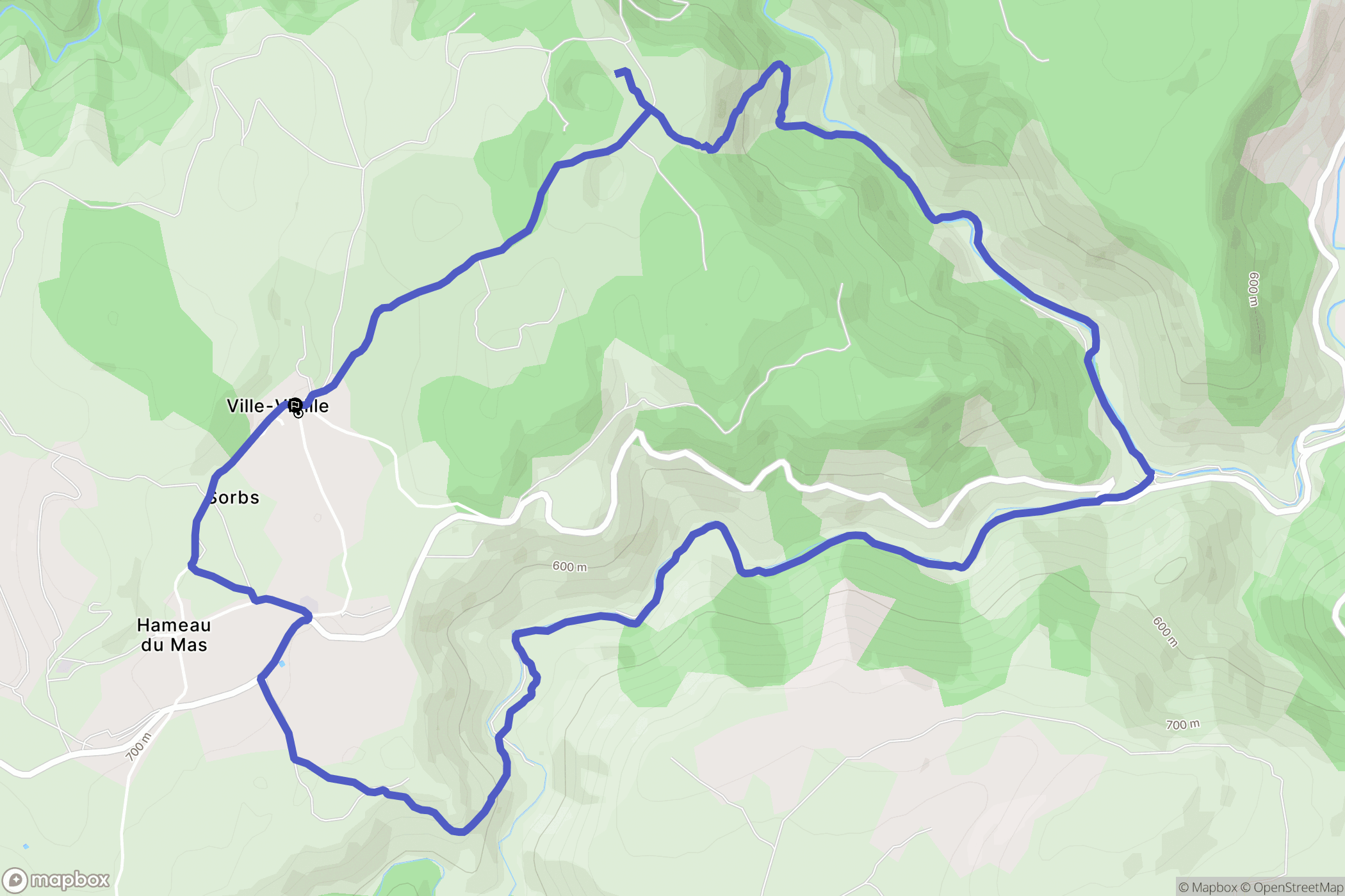 Ville-Vieille : carte du parcours de randonnée - France