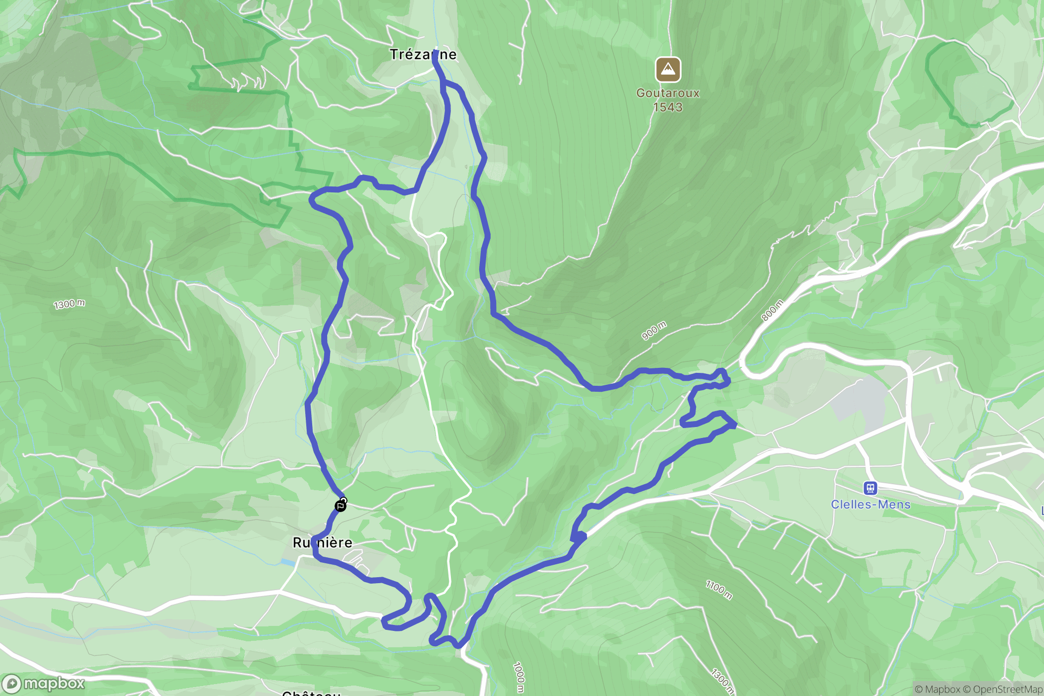 Saint-Martin-de-Clelles : carte du parcours de randonnée - France