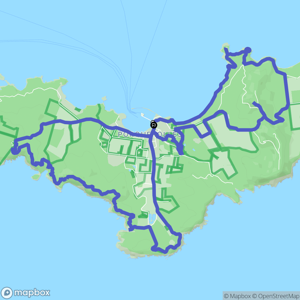 Porquerolles : carte du parcours de randonnée - France
