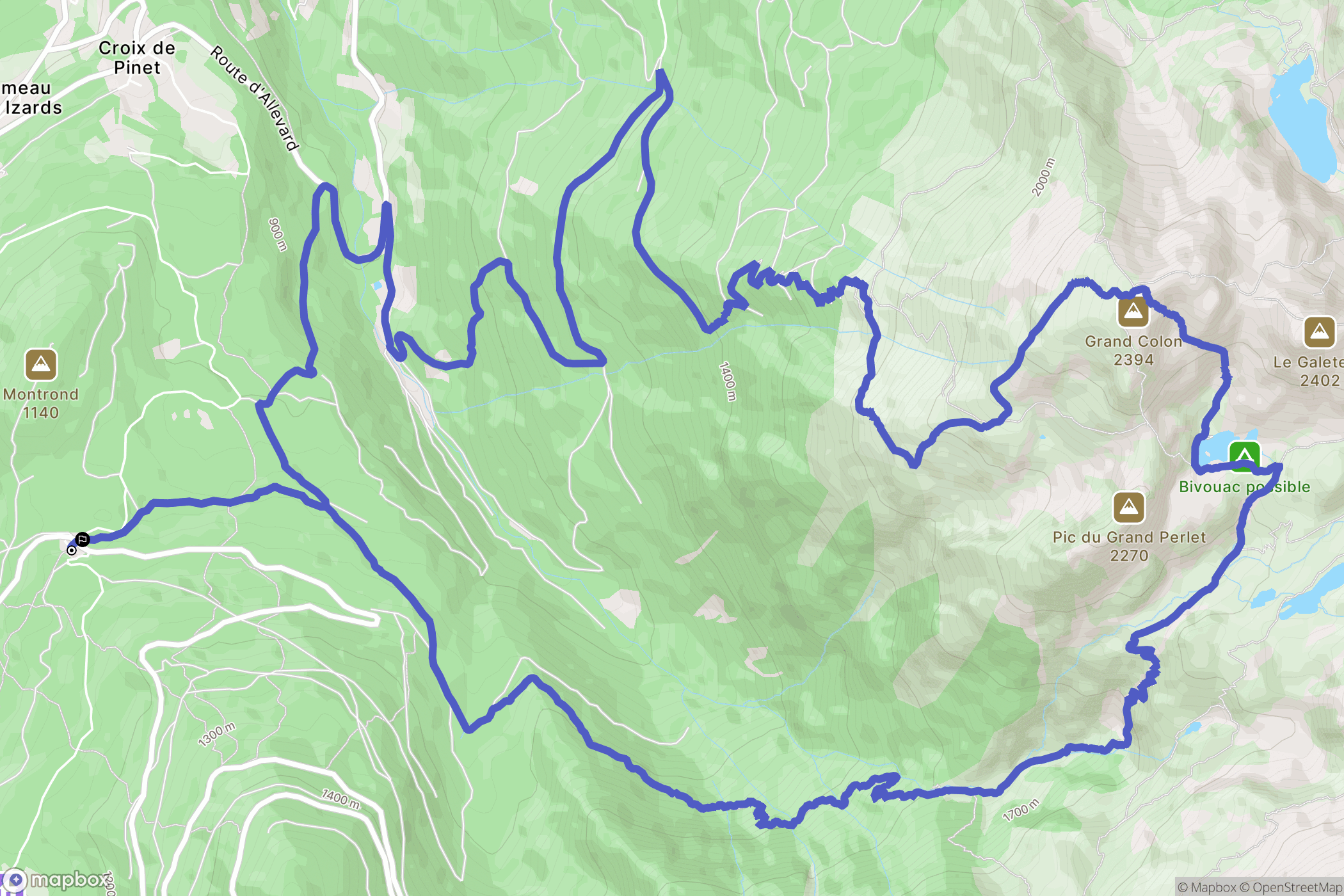 Les Seiglières : carte du parcours de randonnée - France