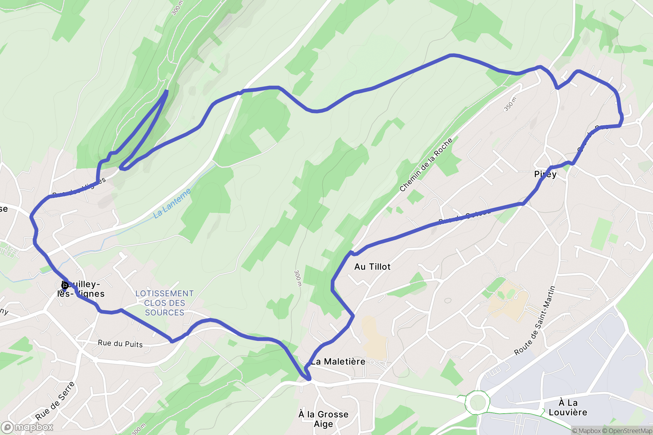 Pouilley-les-Vignes : carte du parcours de randonnée - France