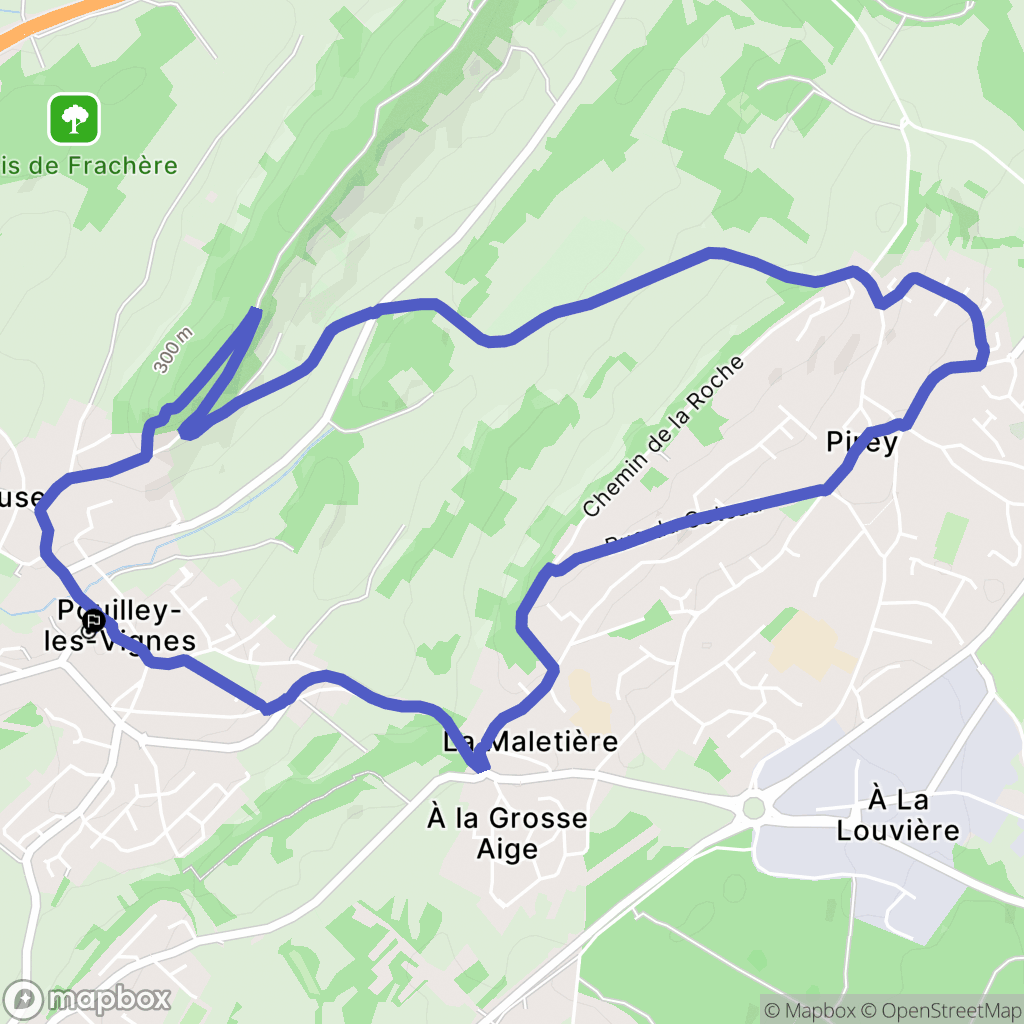 Pouilley-les-Vignes : carte du parcours de randonnée - France
