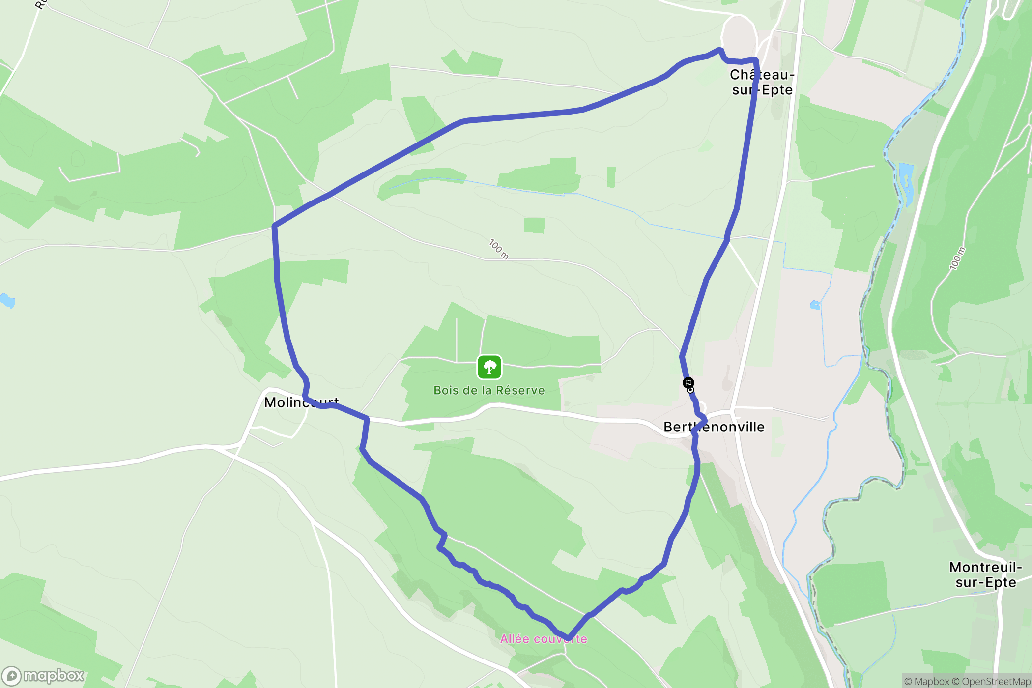 Château-sur-Epte : carte du parcours de randonnée - France