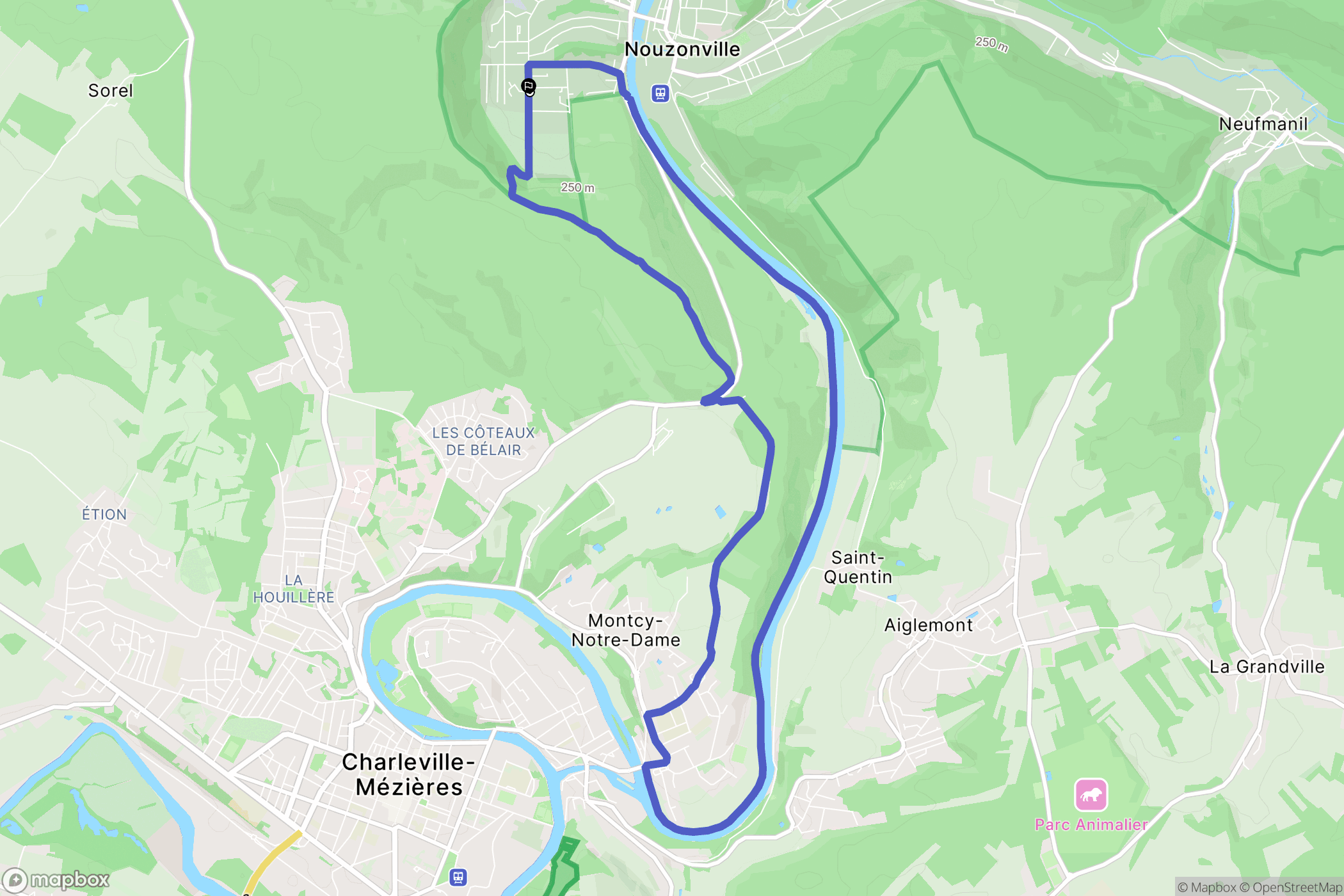 Charleville-Mézières : carte du parcours de randonnée - France