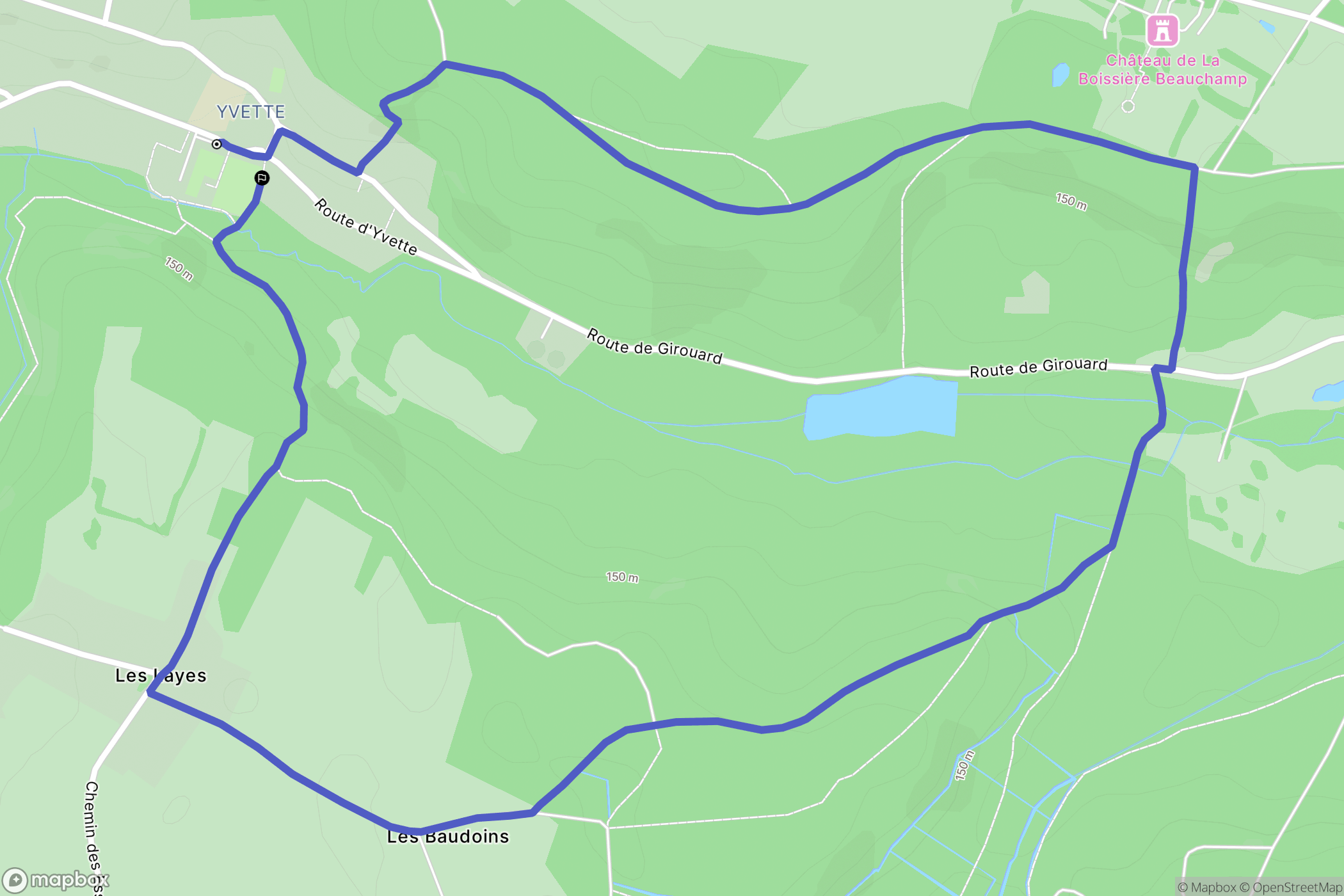 Lévis St Nom, St Quentin les Yvelines : carte du parcours de randonnée - France