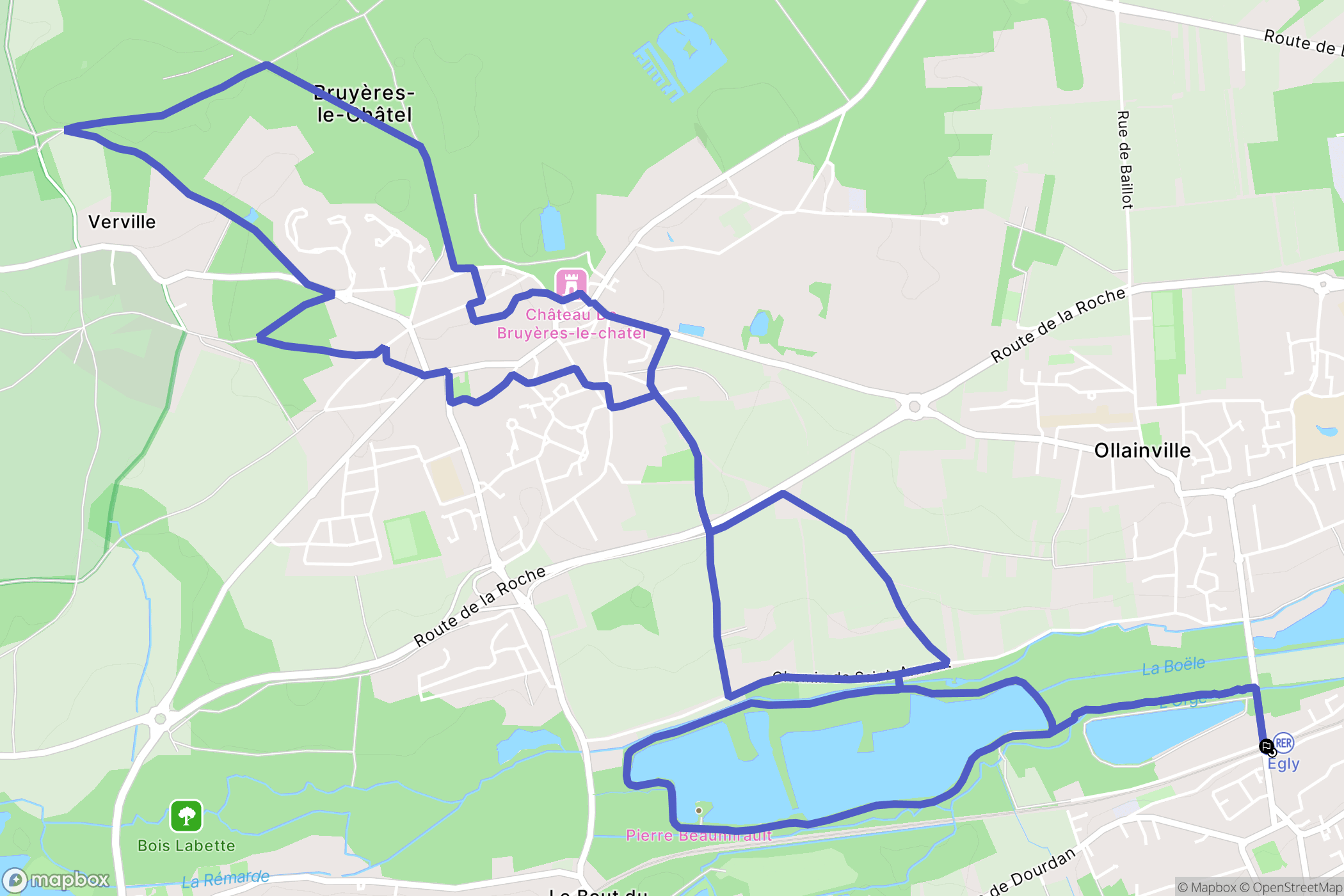 Bruyères-le-Châtel : carte du parcours de randonnée - France