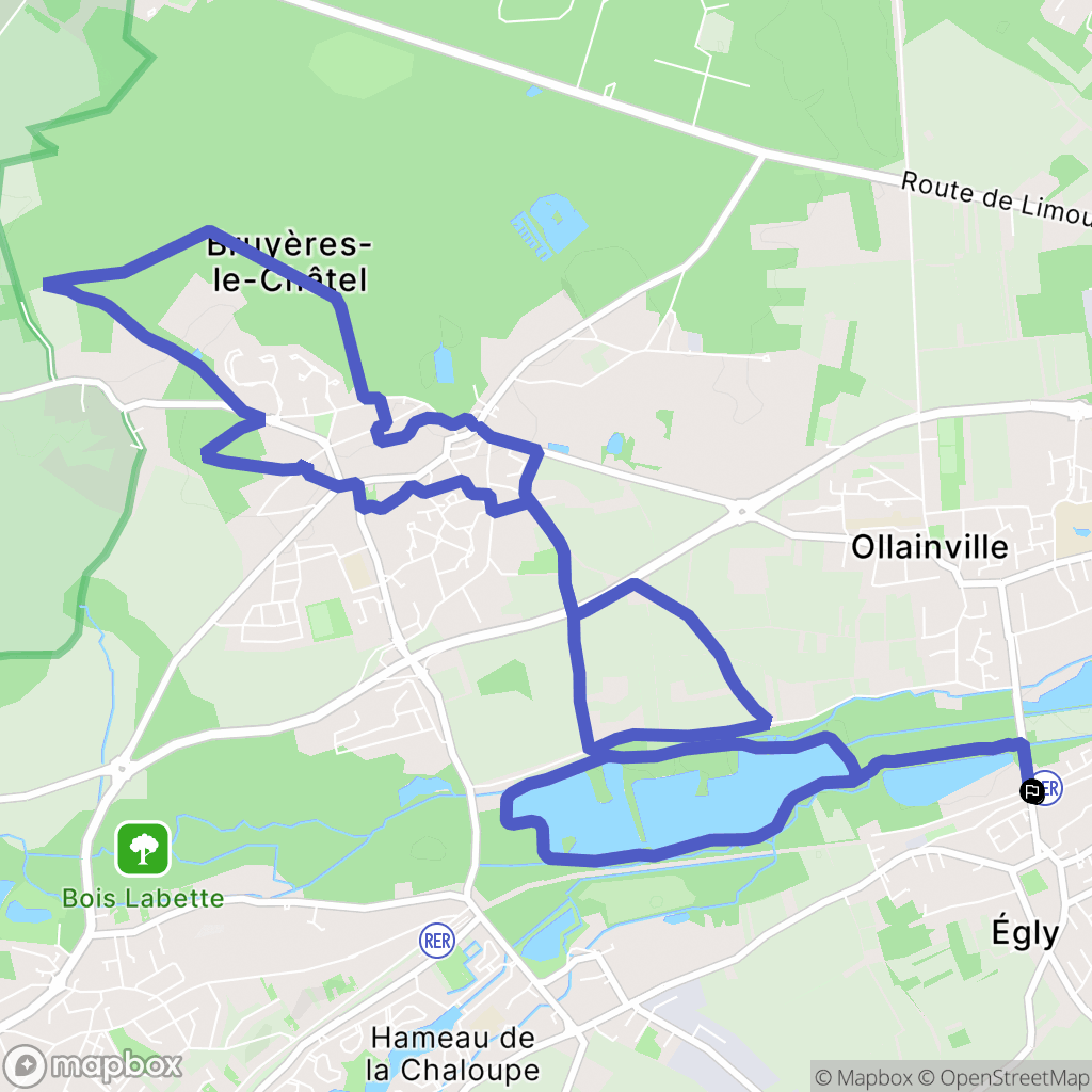 Bruyères-le-Châtel : carte du parcours de randonnée - France