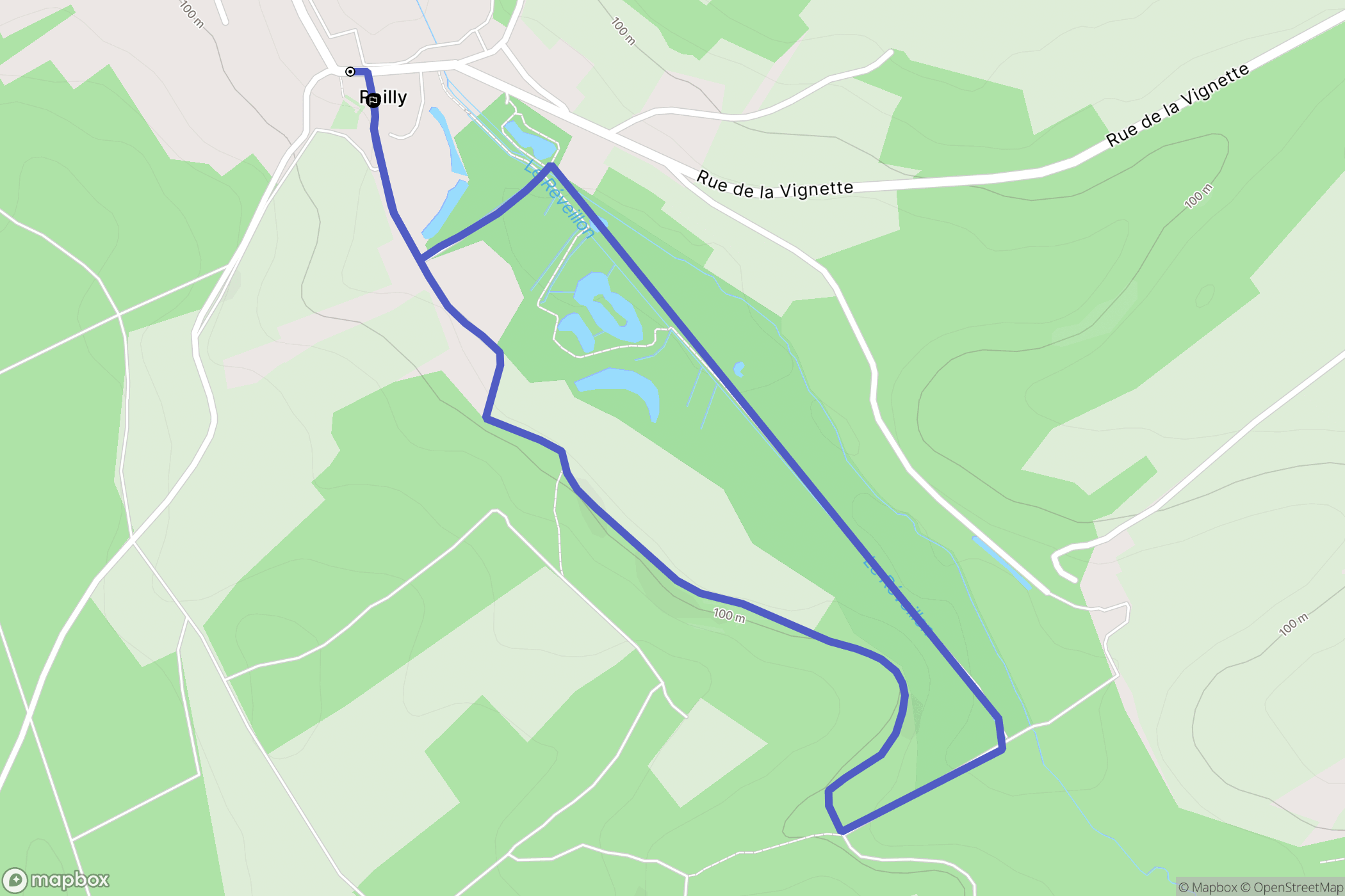 Reilly-Boubiers : carte du parcours de randonnée - France