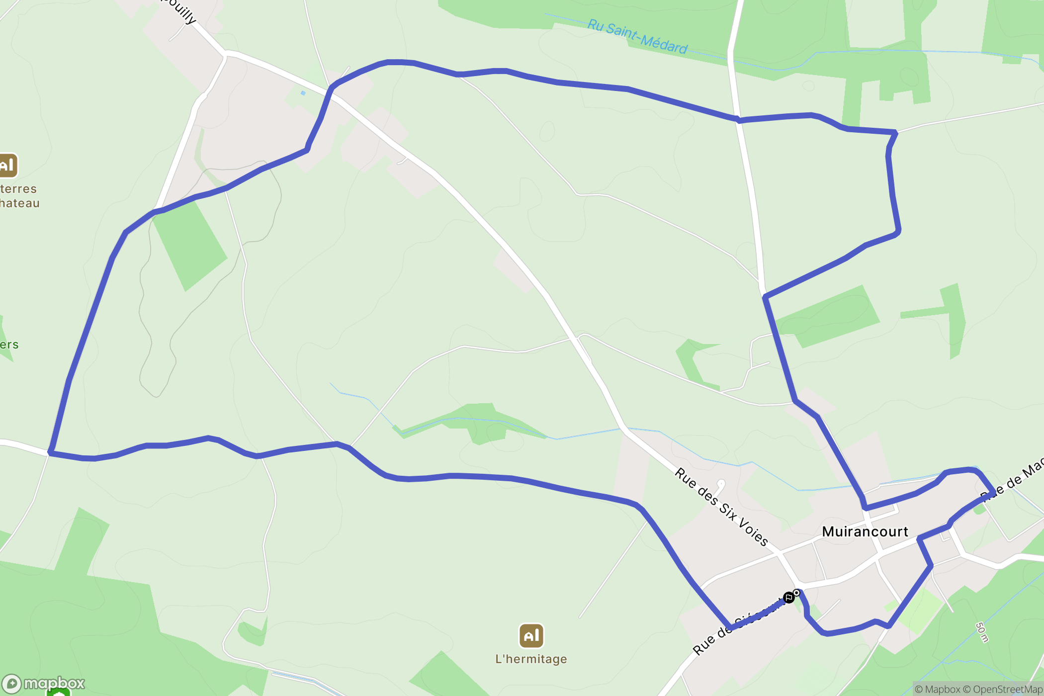Guiscard : carte du parcours de randonnée - France