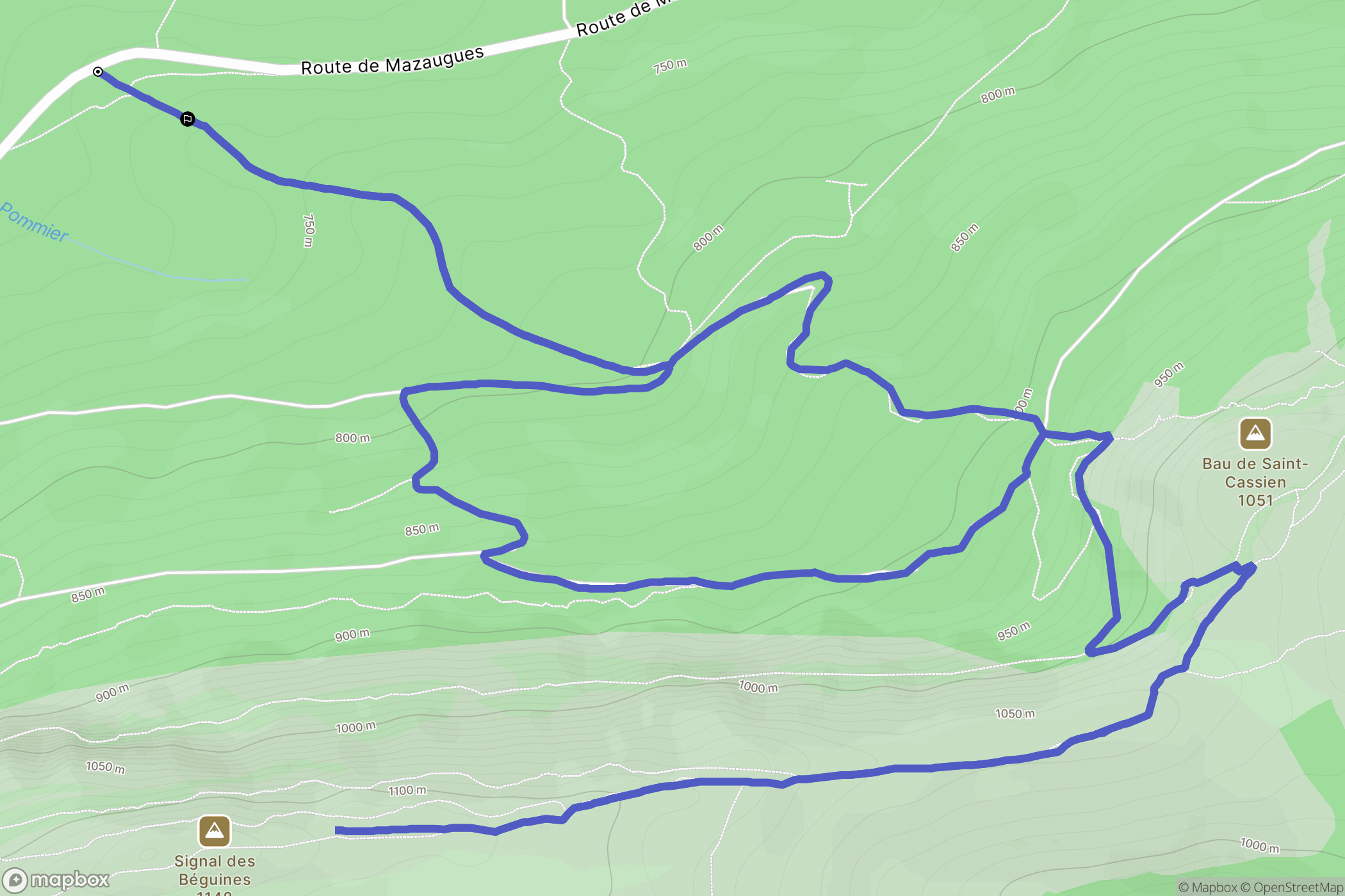 Plan-d'Aups-Sainte-Baume : carte du parcours de randonnée - France