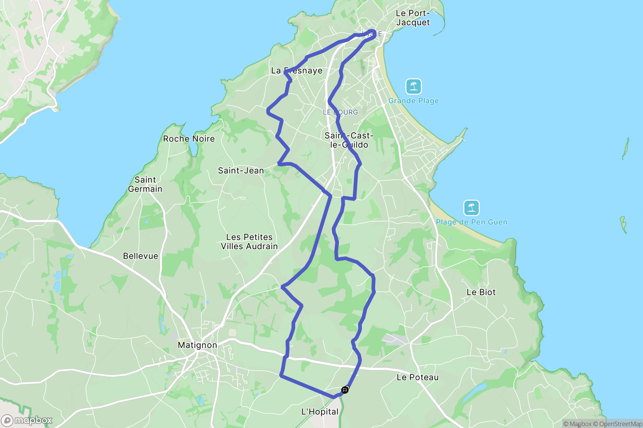 Saint-Cast-le-Guildo : carte du parcours de randonnée - France
