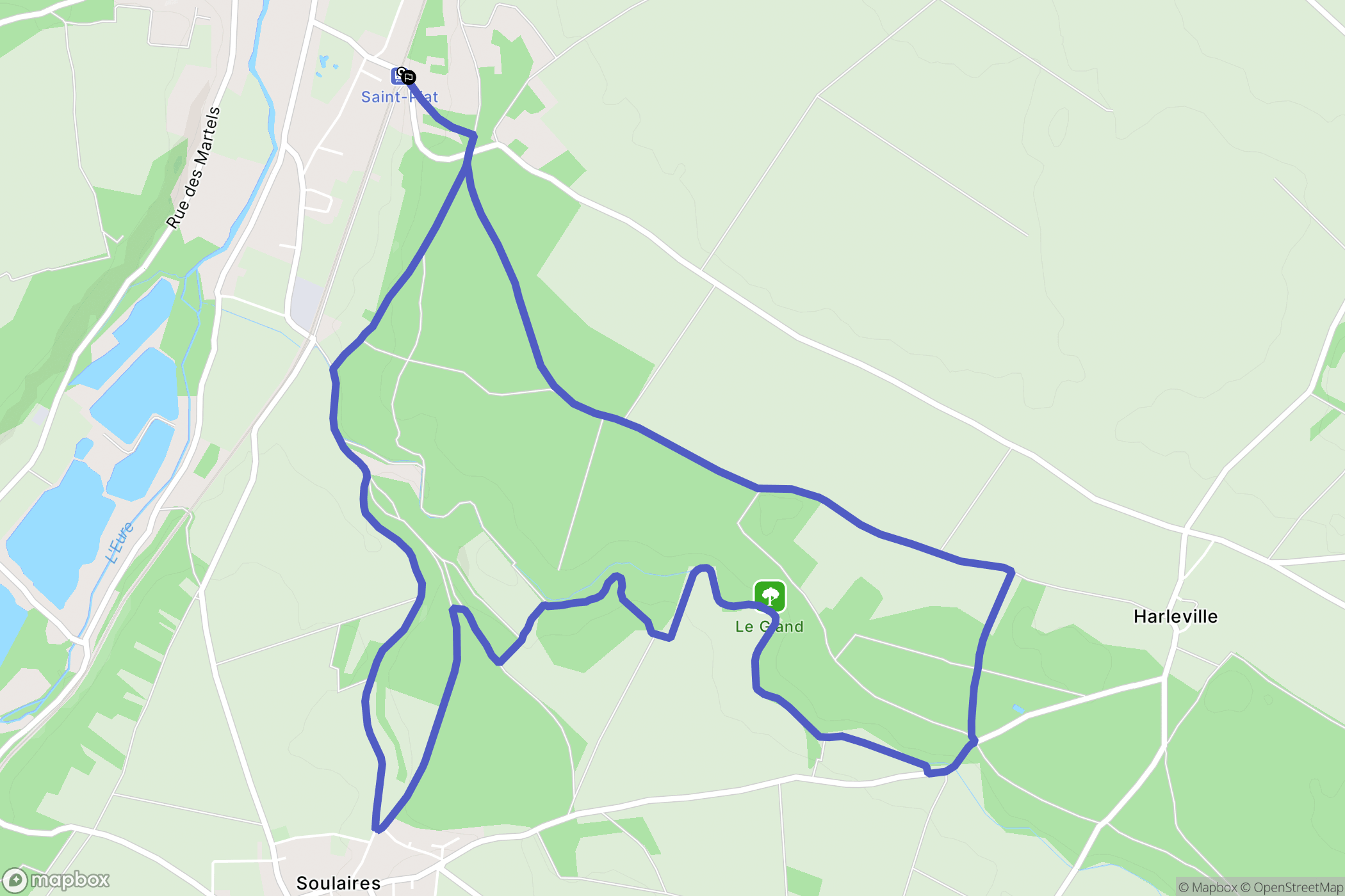 Chartres : carte du parcours de randonnée - France