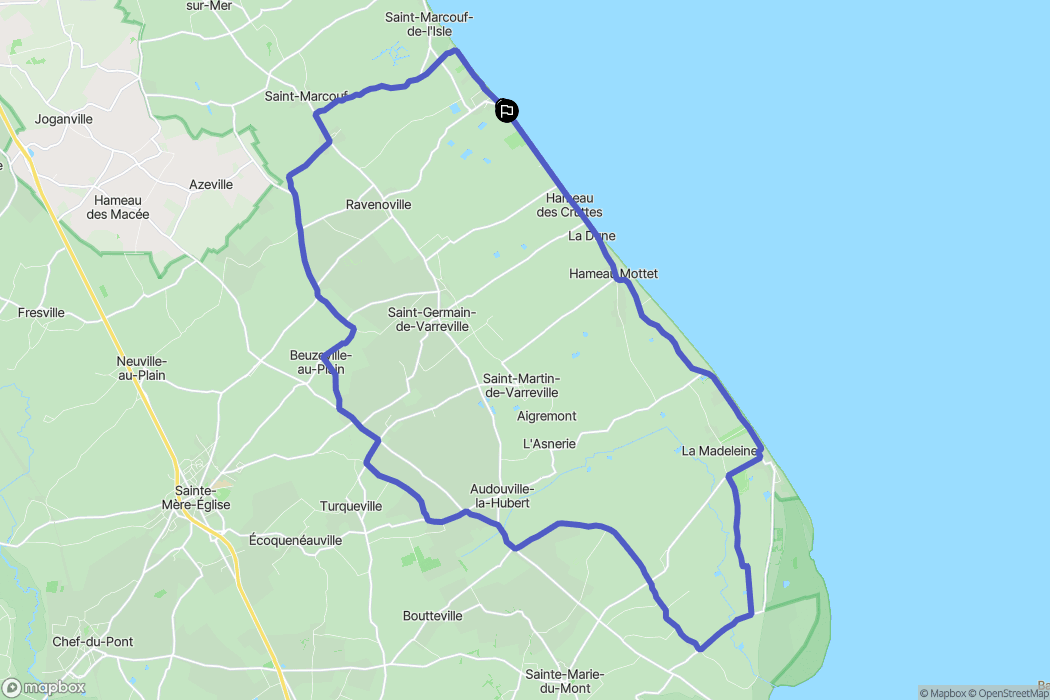 Ravenoville Plage : carte du parcours de randonnée - France
