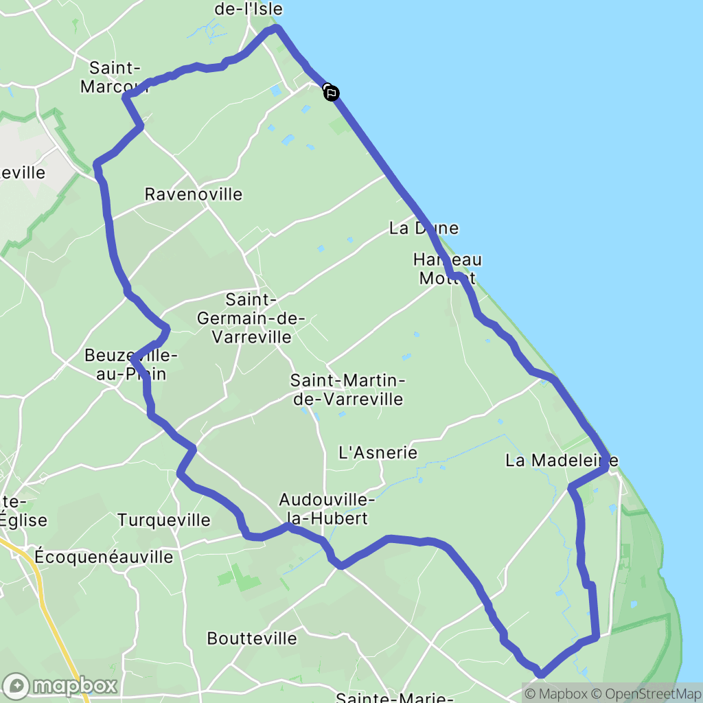 Ravenoville Plage : carte du parcours de randonnée - France