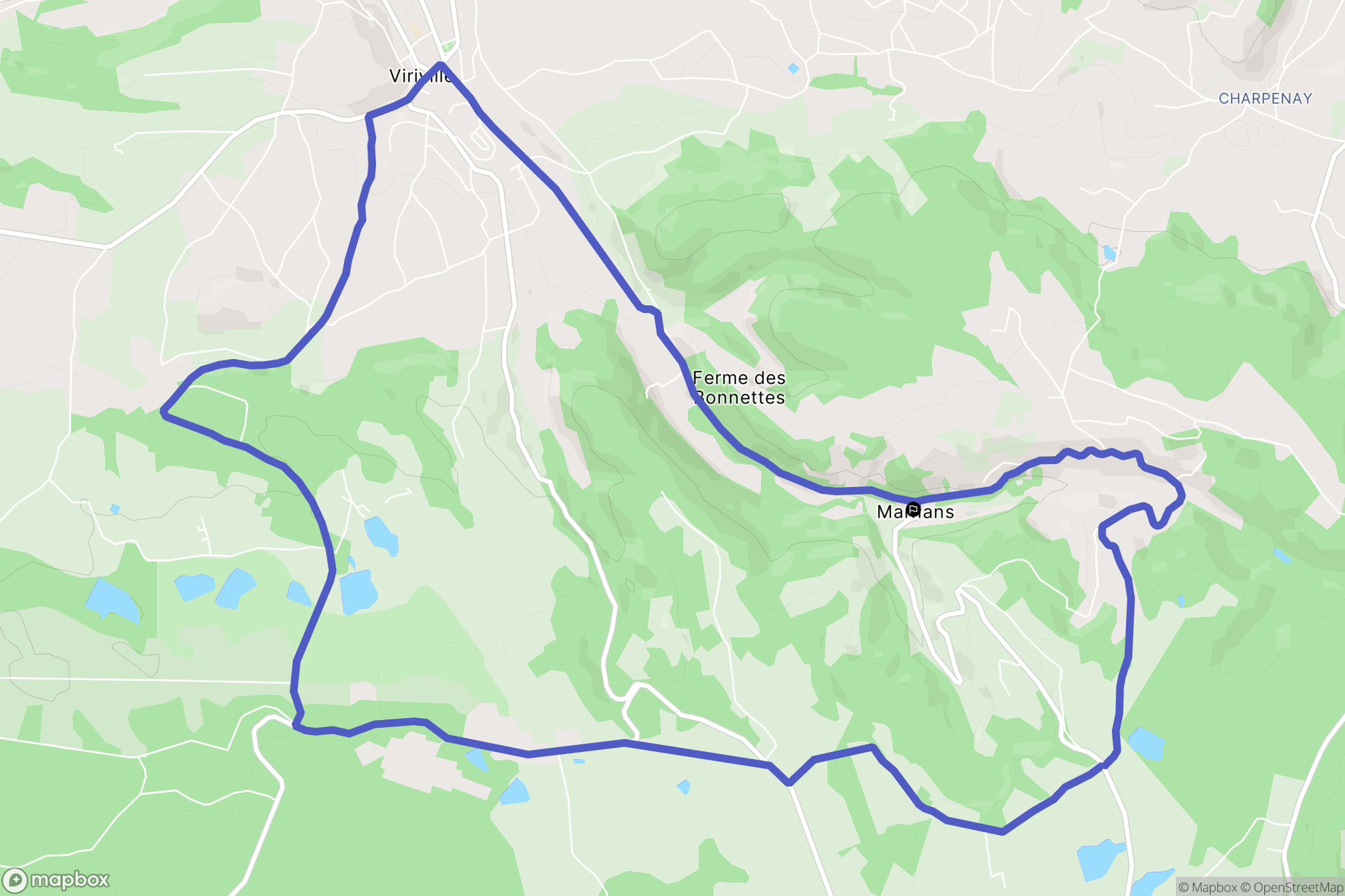Marnans, Roybon : carte du parcours de randonnée - France