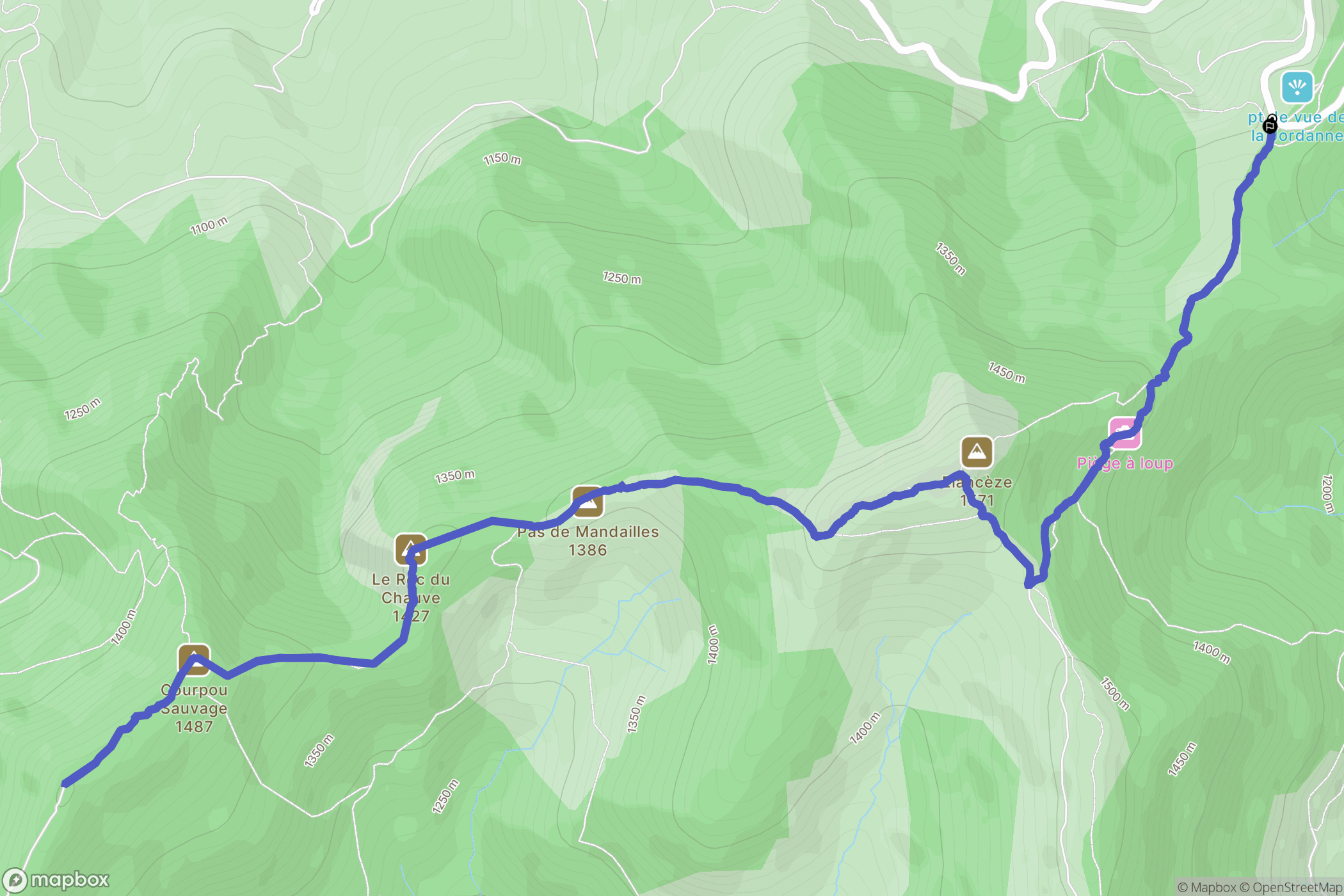 Mandailles-Saint-Julien : carte du parcours de randonnée - France
