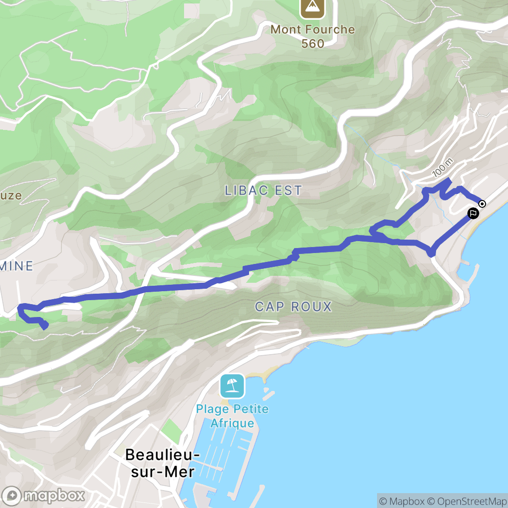 Eze-sur-Mer : carte du parcours de randonnée - France