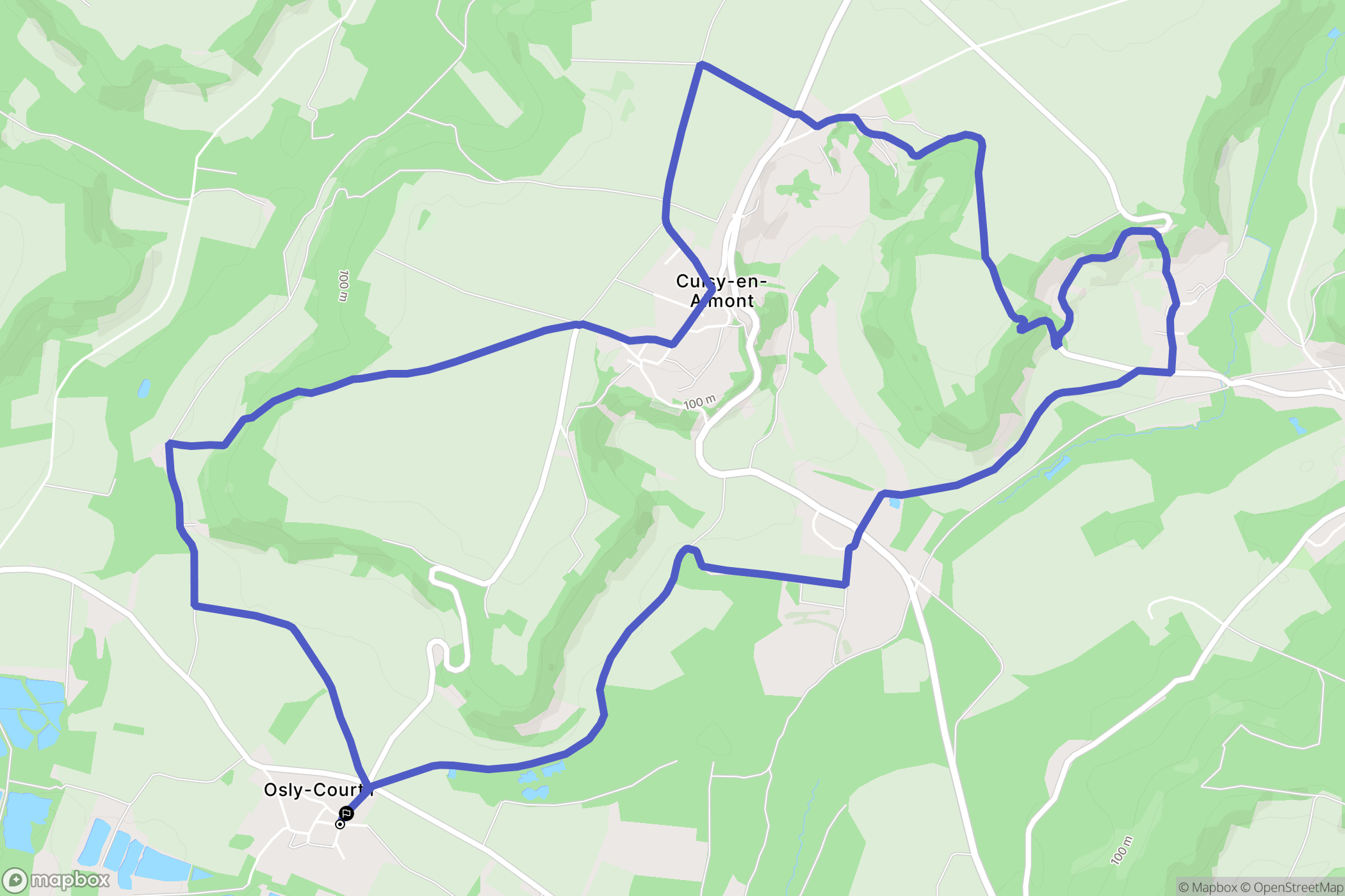 Cuisy-en-Almont : carte du parcours de randonnée - France
