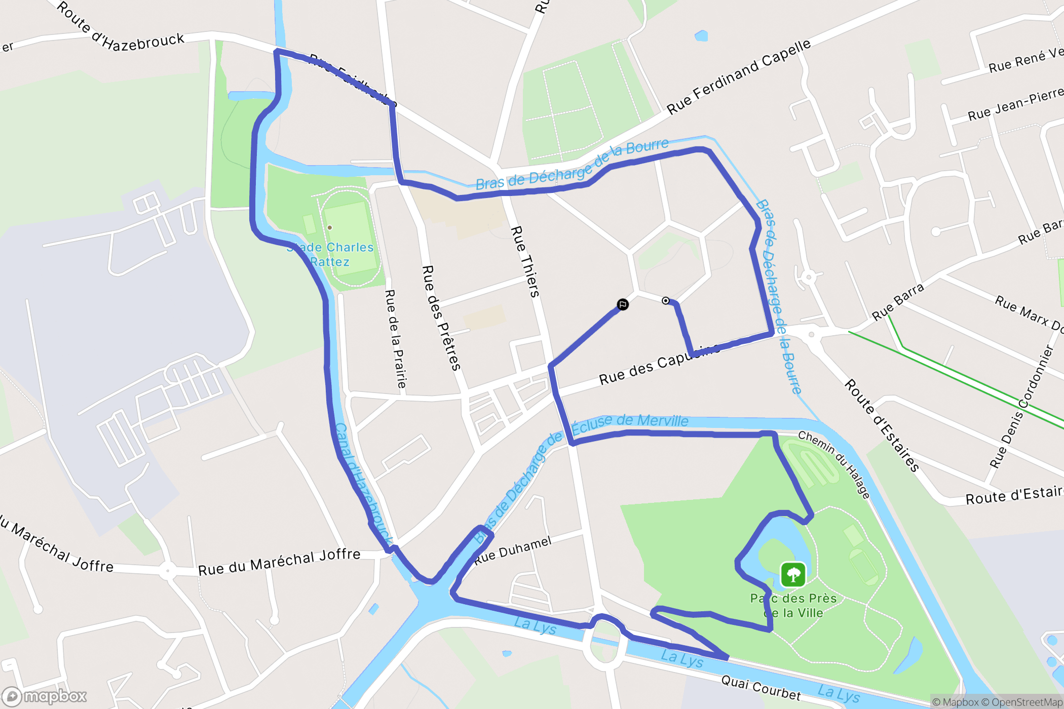 Mervillle : carte du parcours de randonnée - France
