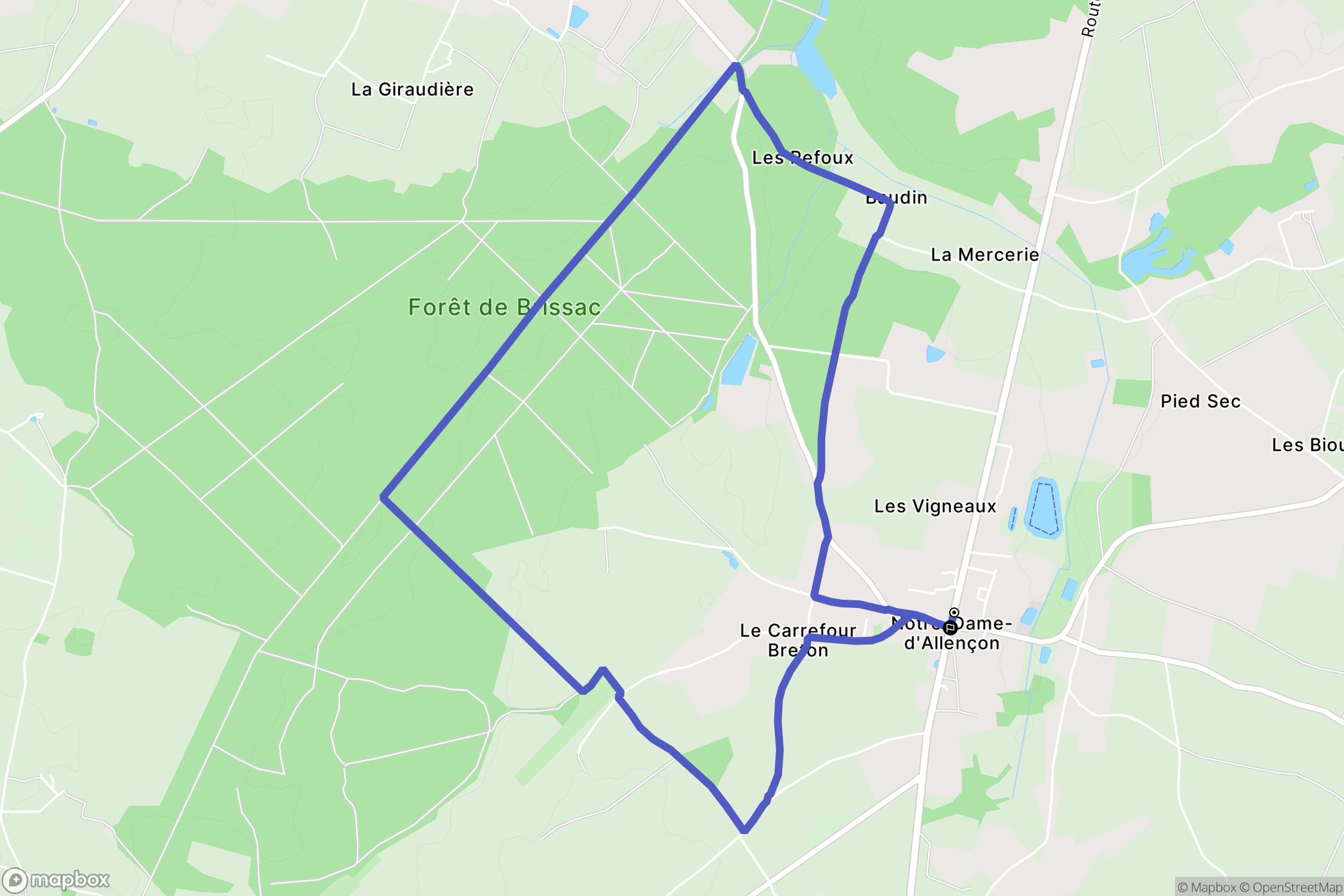 Notre-Dame-d'Allençon : carte du parcours de randonnée - France
