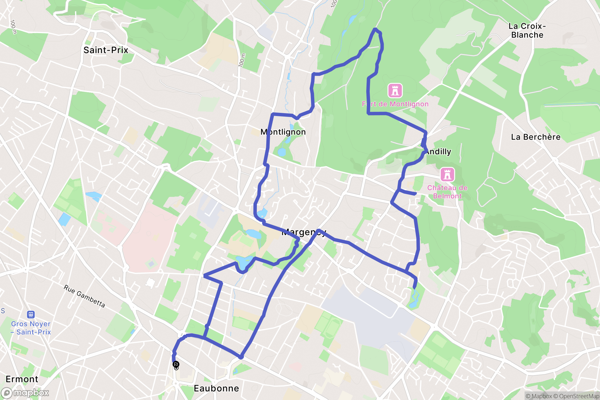 Margency : carte du parcours de randonnée - France