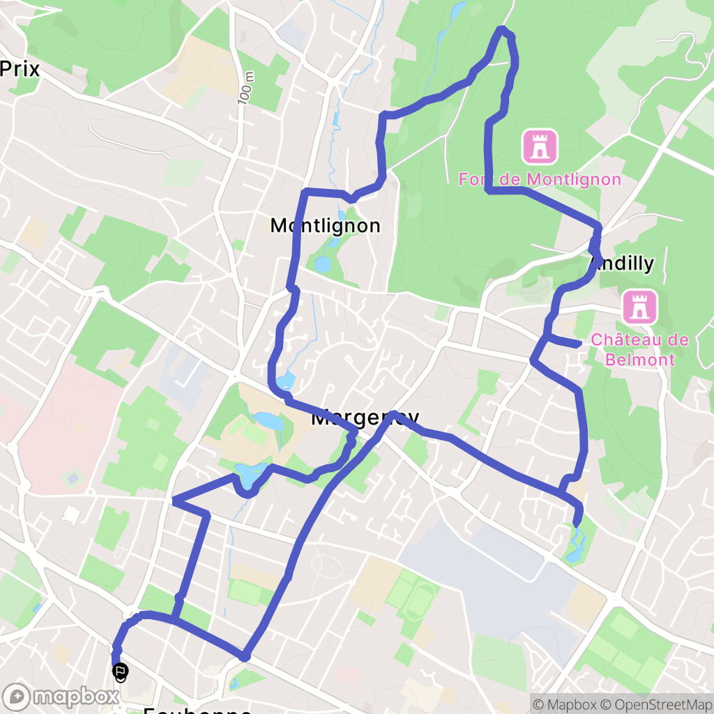 Margency : carte du parcours de randonnée - France