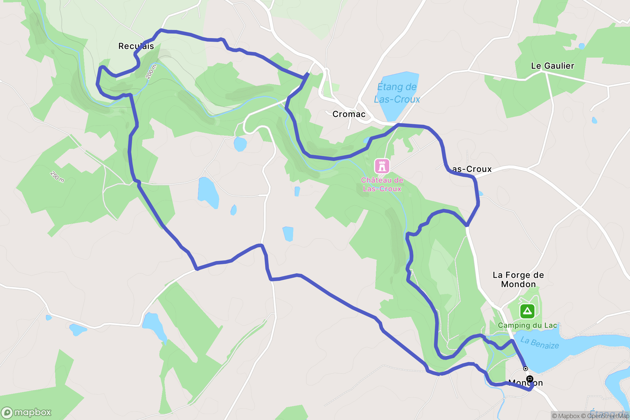 Cromac : carte du parcours de randonnée - France