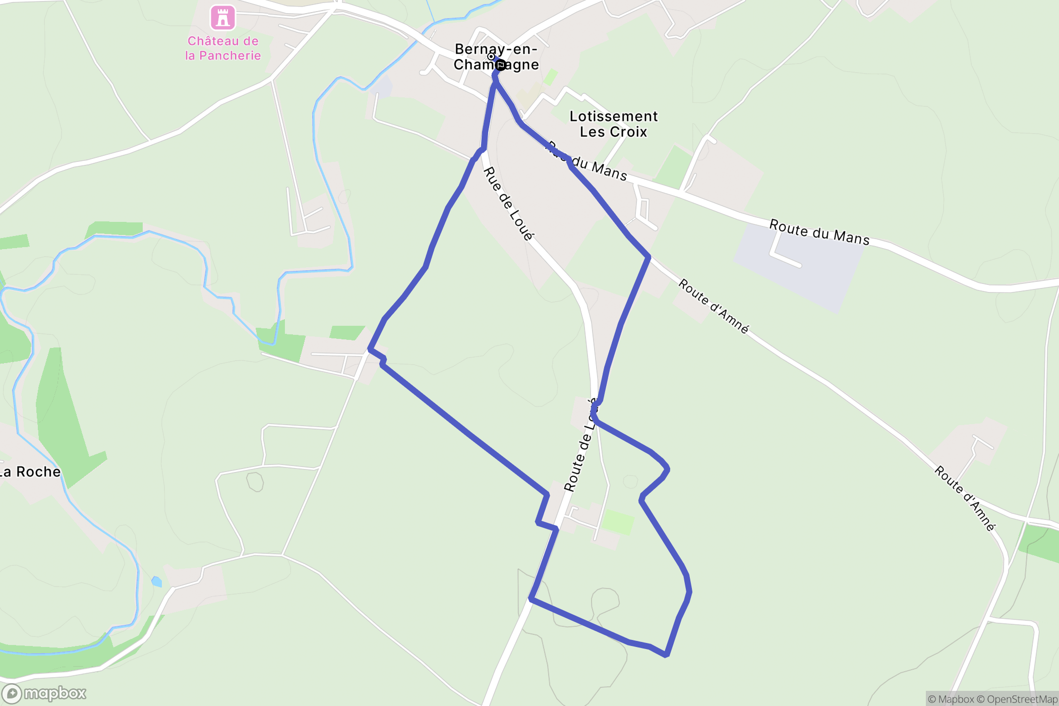 Bernay-en-Champagne : carte du parcours de randonnée - France