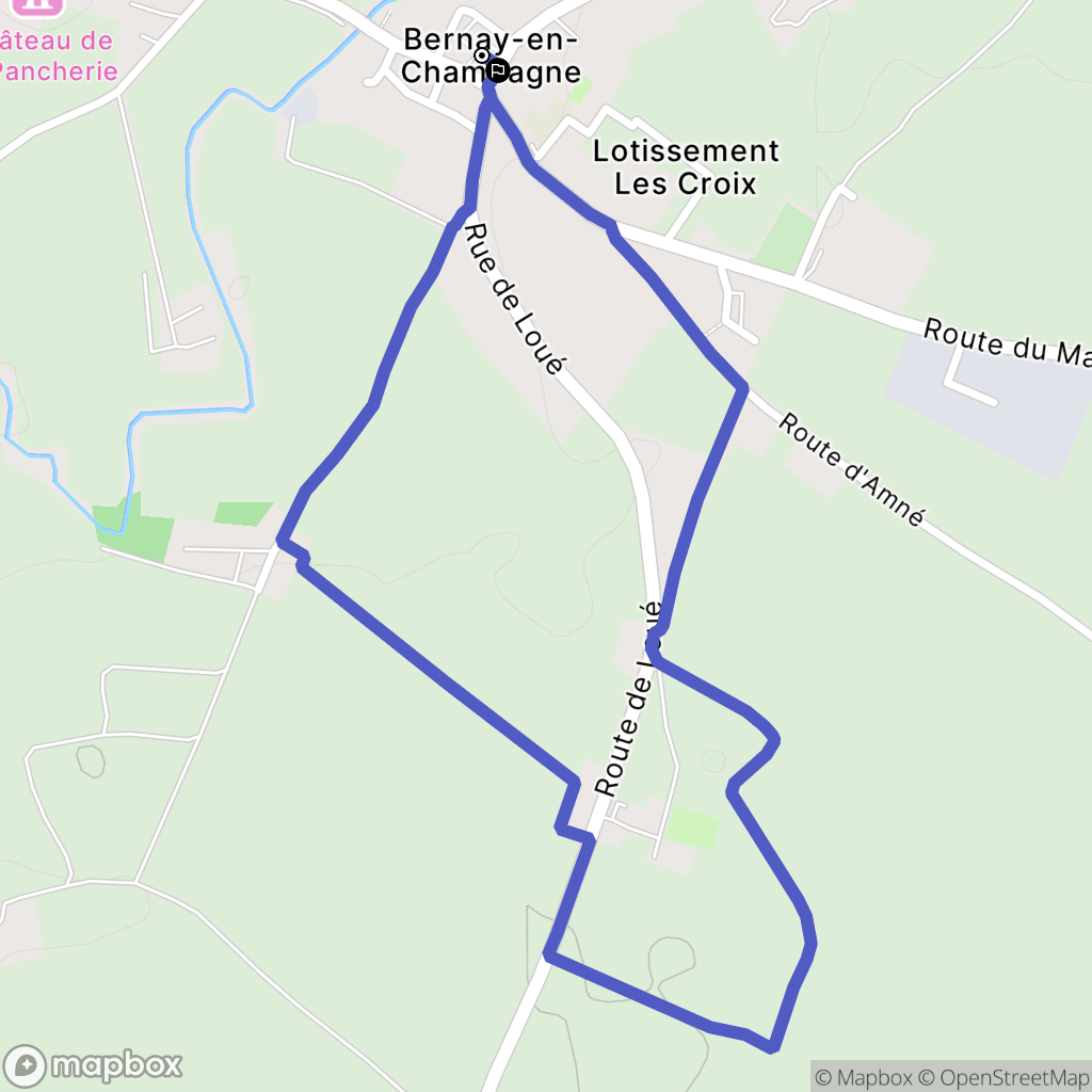 Bernay-en-Champagne : carte du parcours de randonnée - France