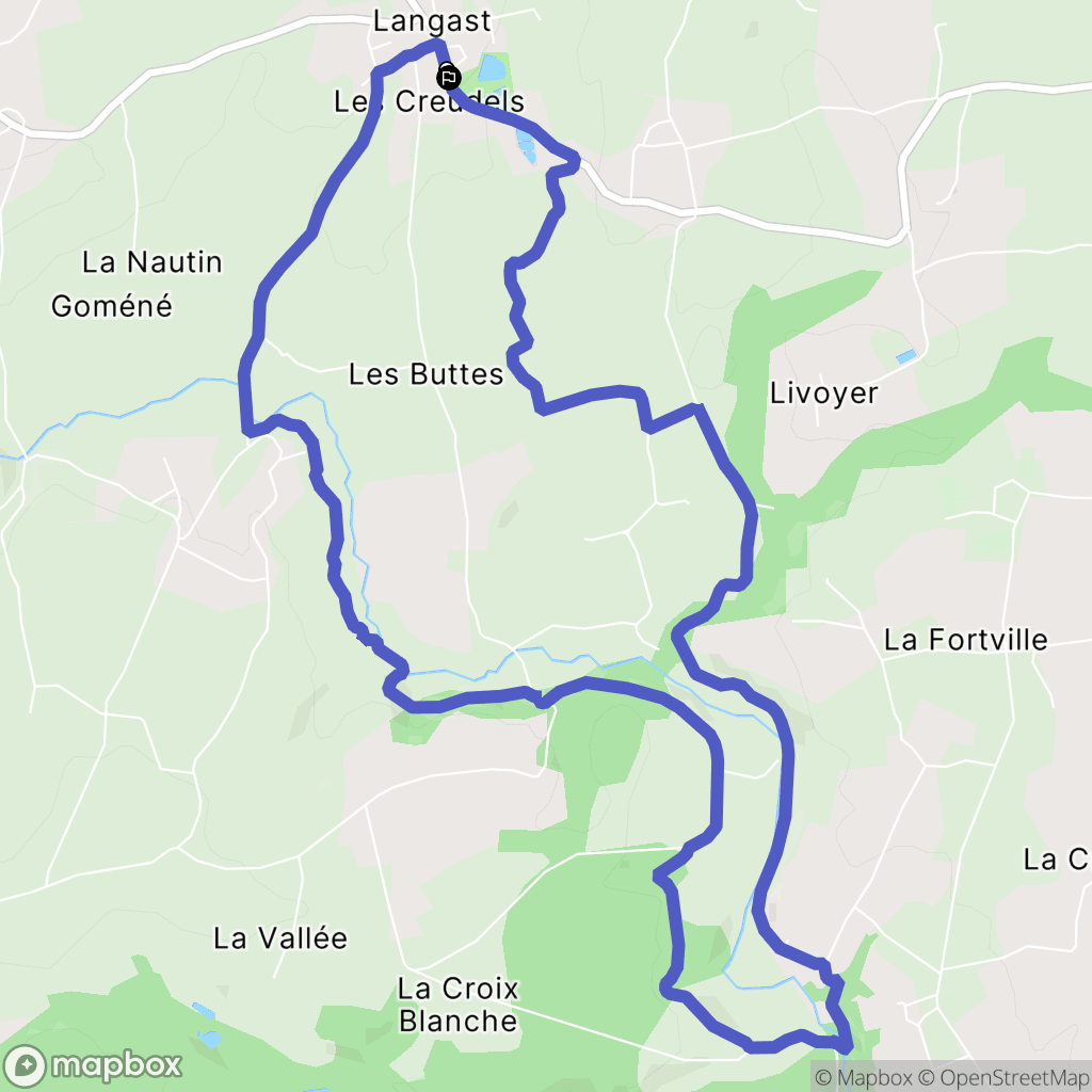 Langast : carte du parcours de randonnée - France