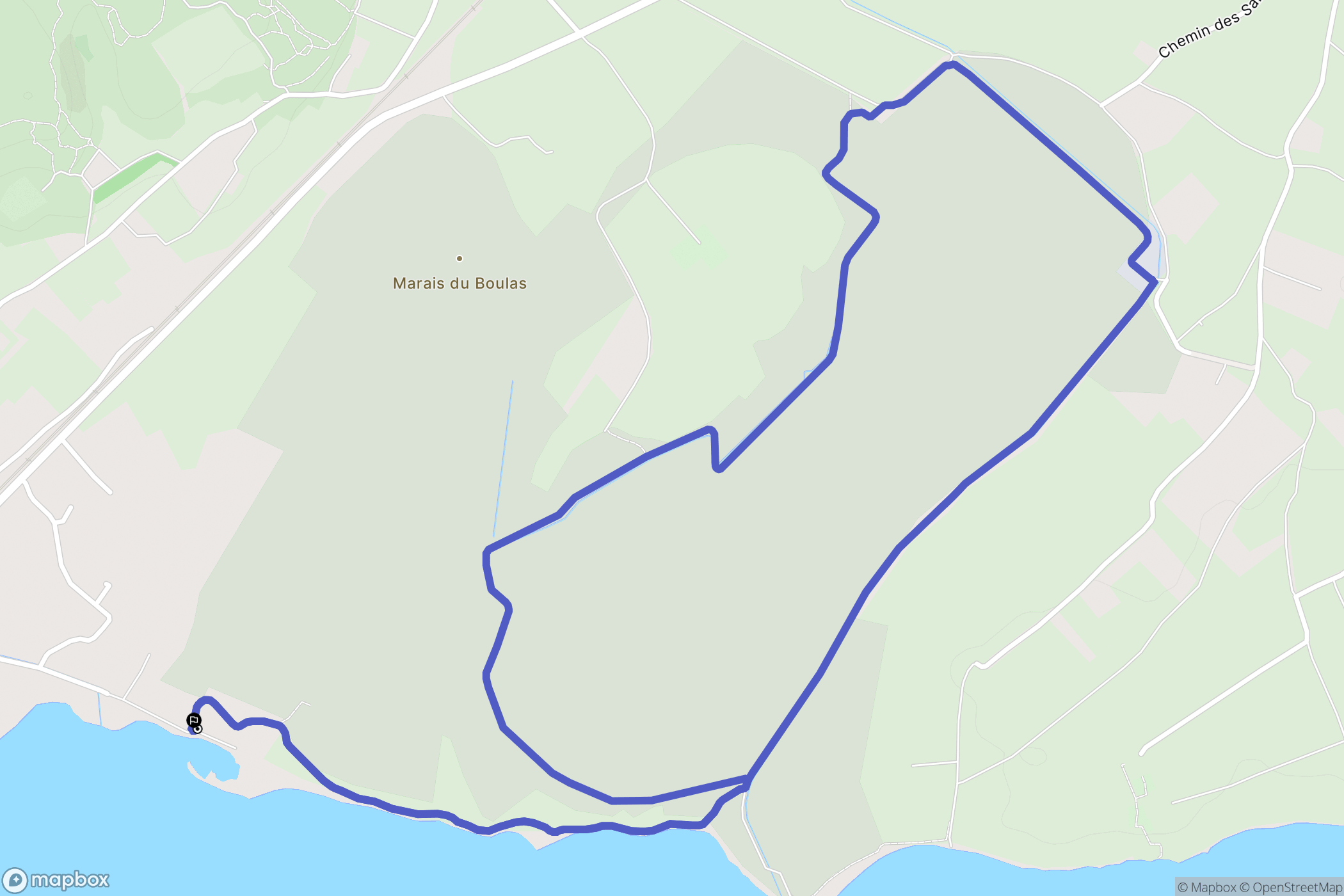 Villeneuve lès Maguelone : carte du parcours de randonnée - France