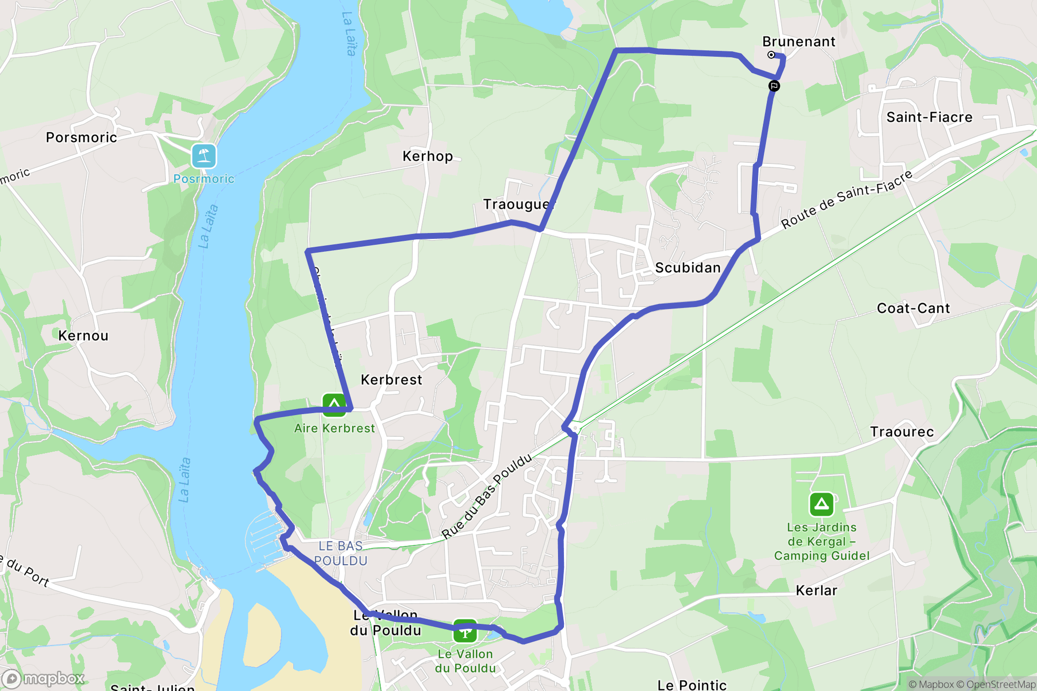 Brunenant : carte du parcours de randonnée - France
