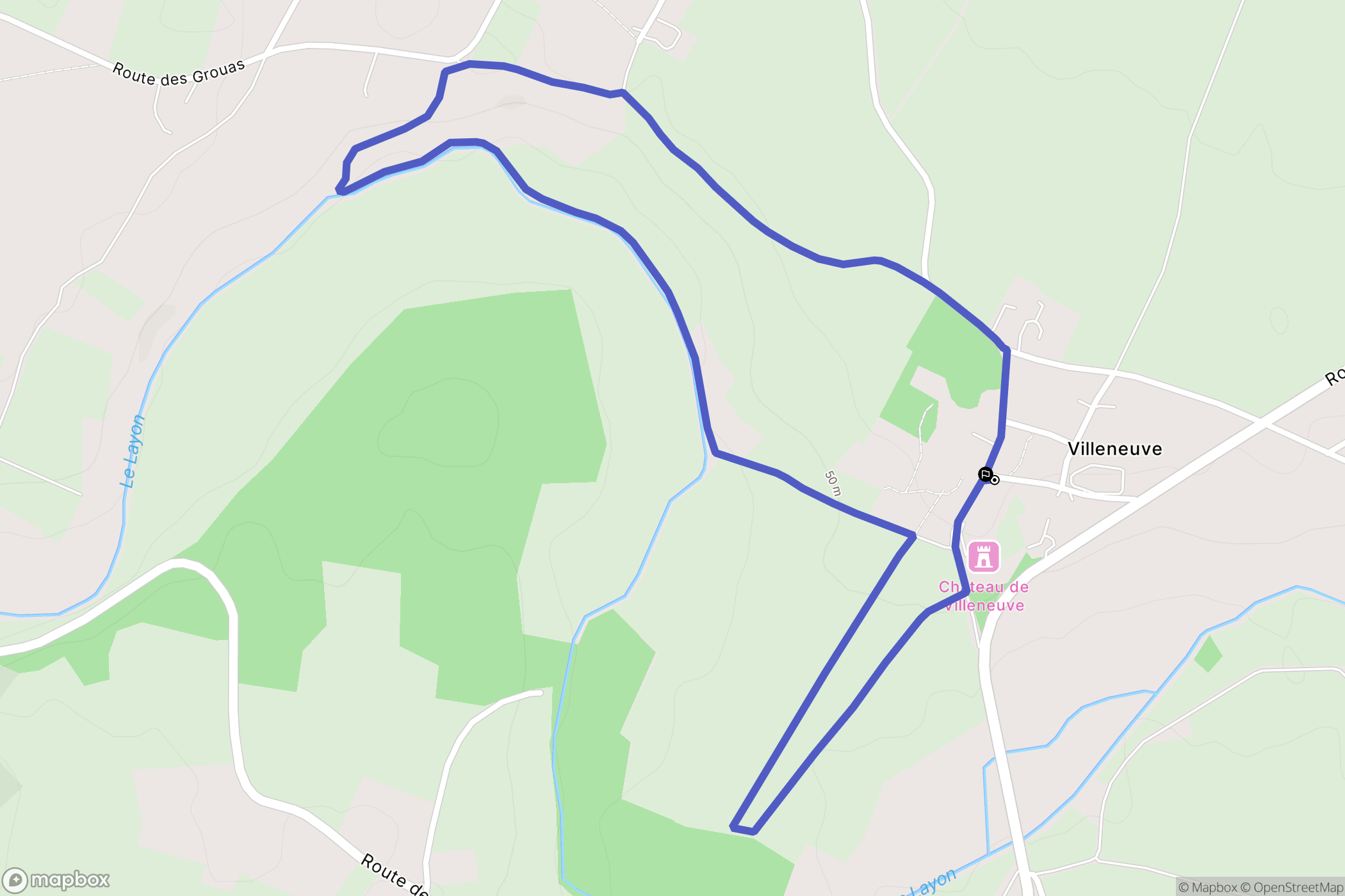 Villeneuve : carte du parcours de randonnée - France