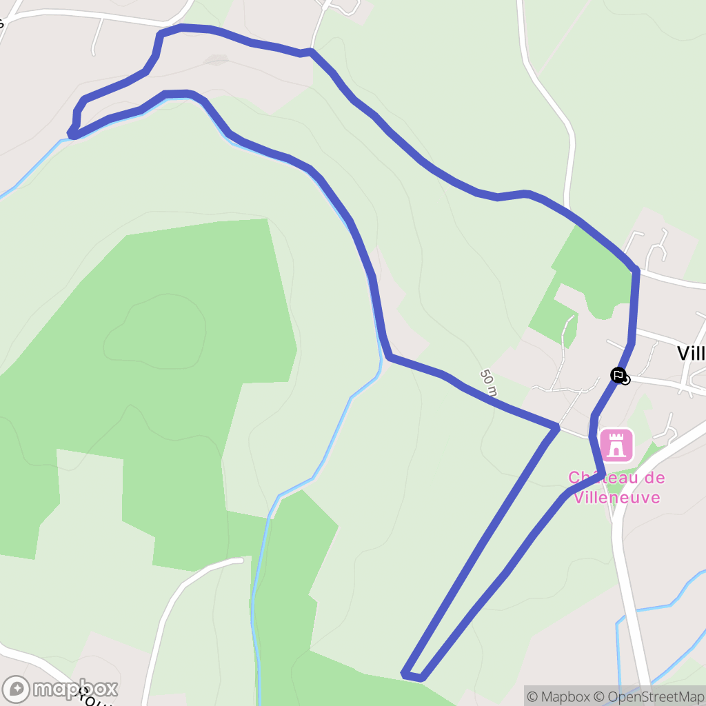Villeneuve : carte du parcours de randonnée - France