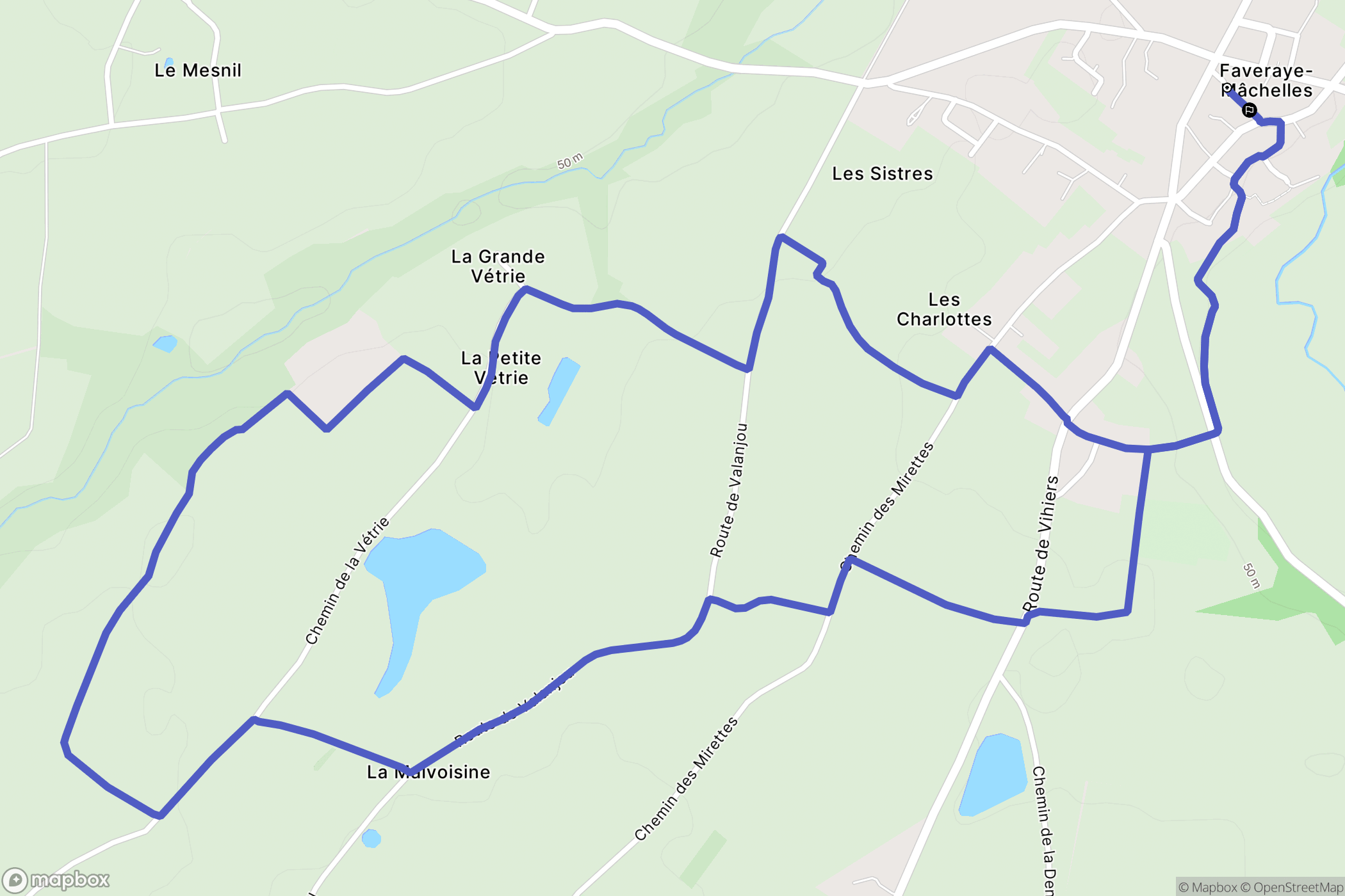 Faveraye-Mâchelles : carte du parcours de randonnée - France