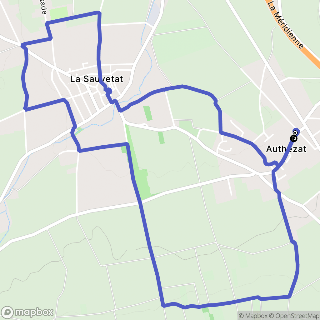 Authezat, La Sauvetat : carte du parcours de randonnée - France