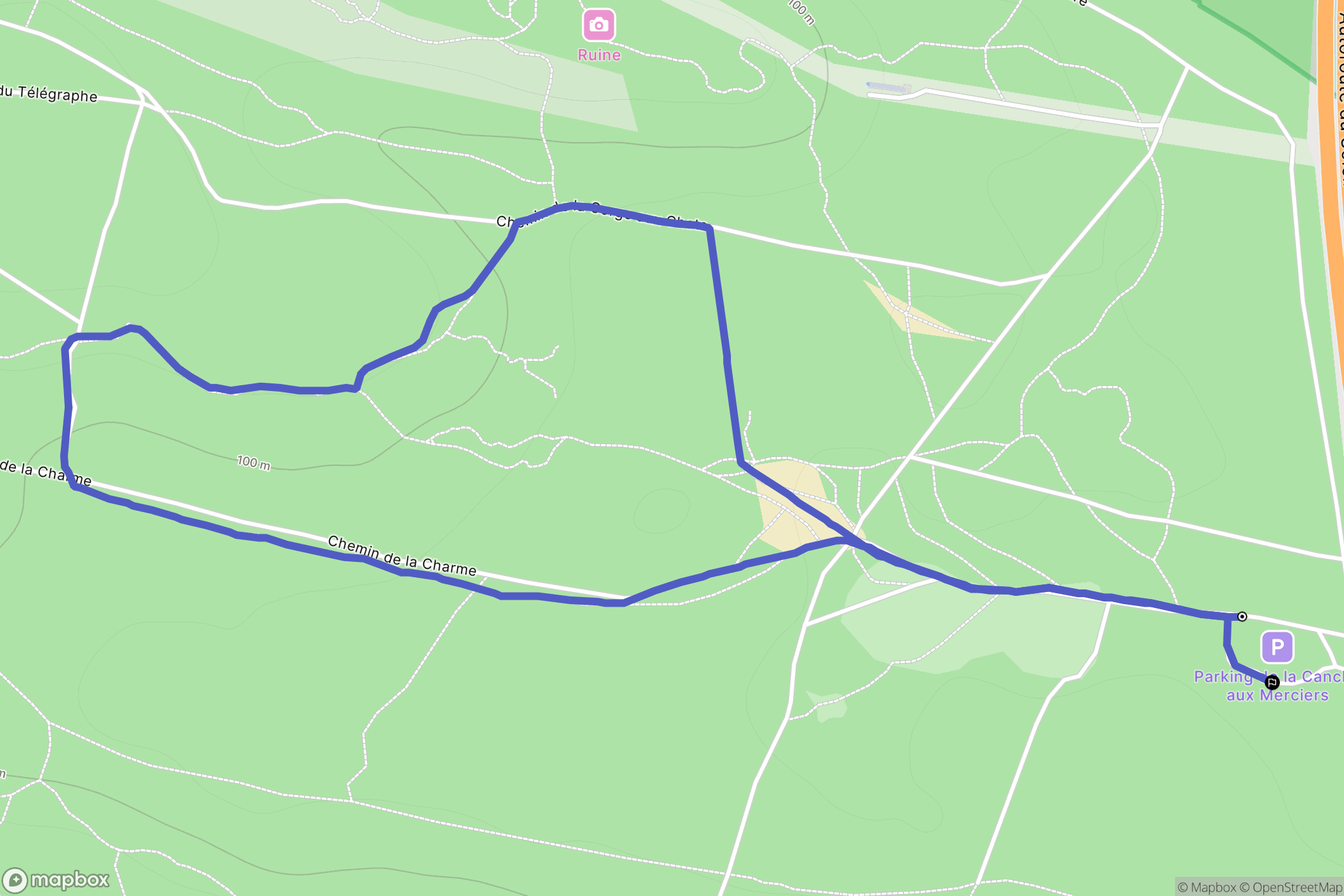 Noisy-sur-École : carte du parcours de randonnée - France