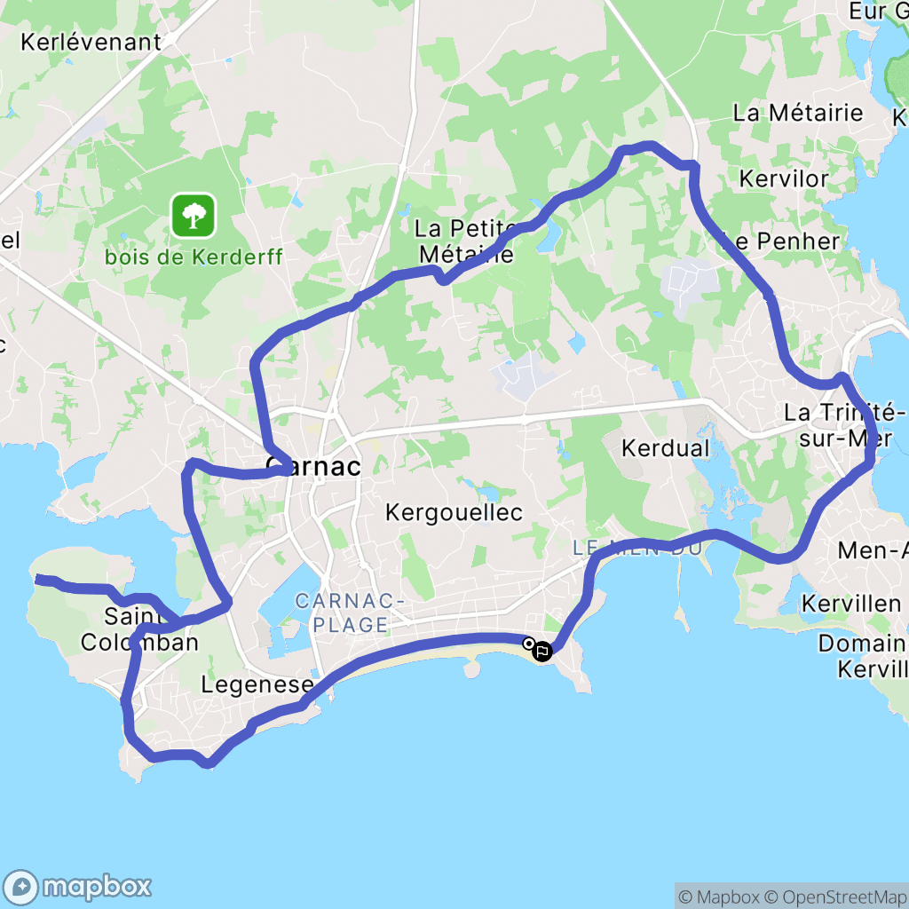 Carnac : carte du parcours de randonnée - France